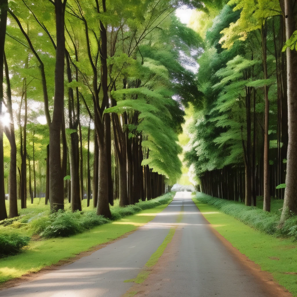 There is a rock road that has a lot of trees on both sides, Beco Verde, linden, becos verdes, caminho grande, Salgueiros chorando, caminho, Olhando para a estrada, vines hanging from trees, Garagem, Estrada do Jardim, Pédula Betula, Salgueiros, Grown trees, Walking among the trees, completamente coberto de videiras, lots of trees --auto