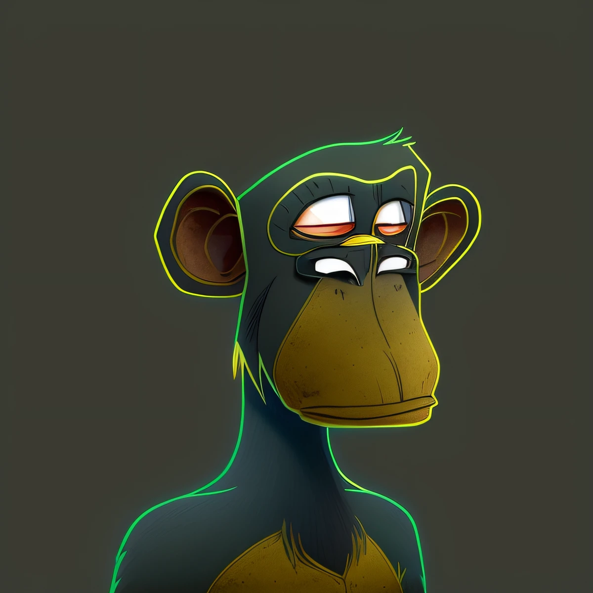 um macaco dos desenhos animados com um nariz grande e um nariz grande, macaco entediado, macaco entediado nft, raposa como um macaco, "Retrato de um animal de desenho animado, em estilo de osso de macaco, macaco, cara como macaco, Assunto= chimp, Borat is a chimpanzee, Ozabu, Macaco vestido de cientista, humanoid monkey fantasy race, sem nariz