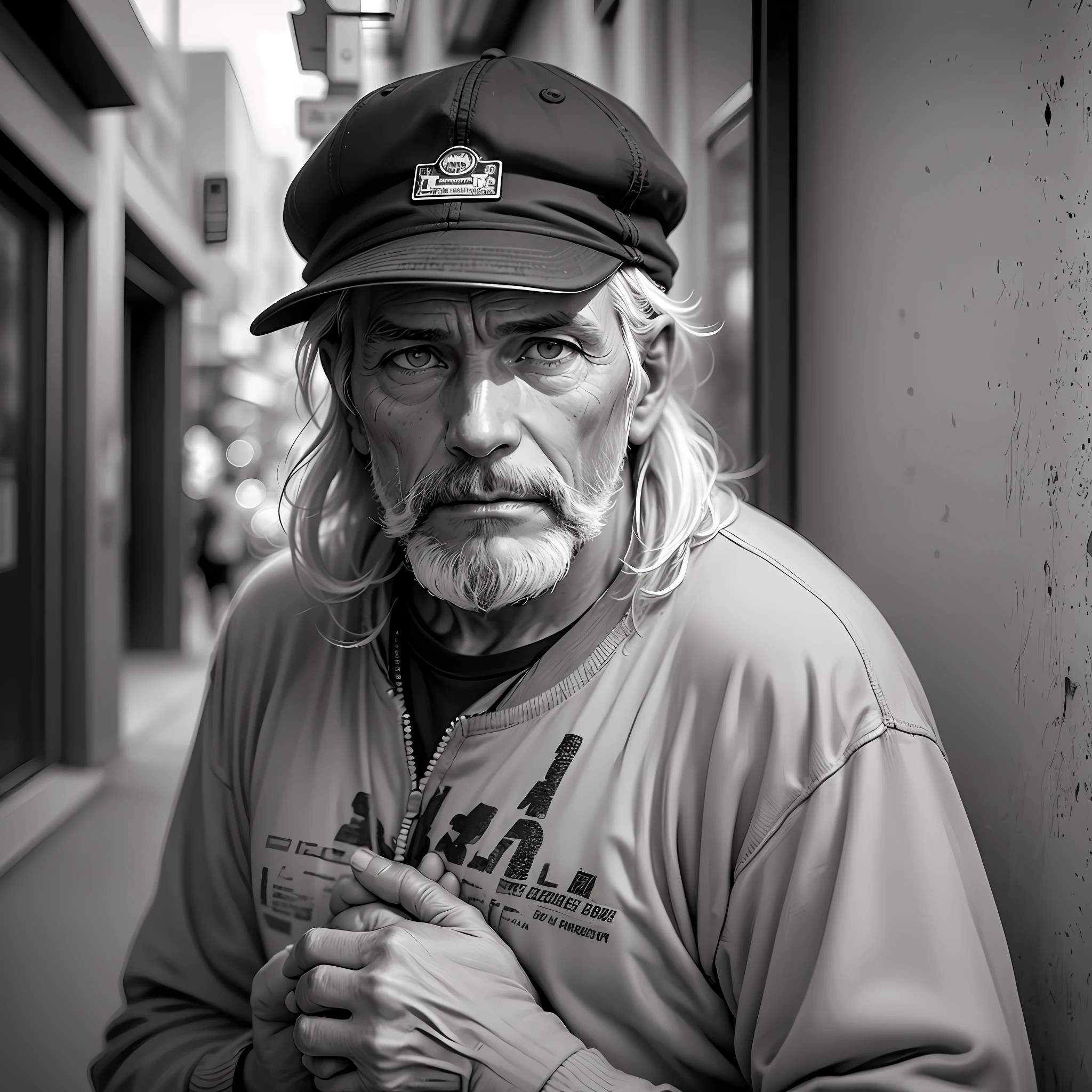 poignant photograph of homeless man  , in the style of documentary photography :: shot on Kodak Tri-X 400TX, award winning photography, --auto --s2