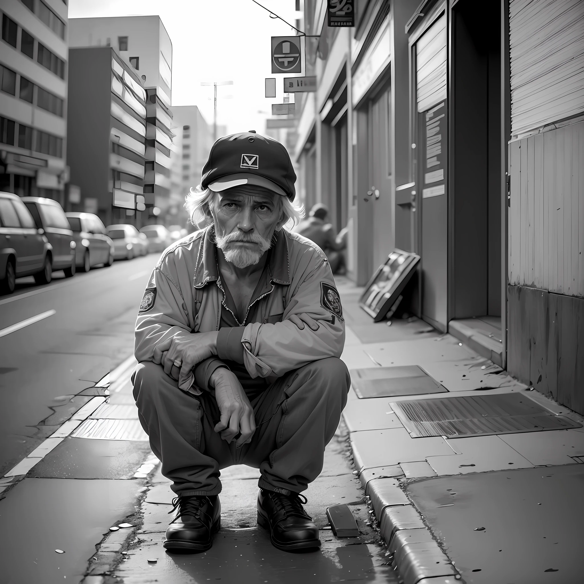 poignant photograph of homeless man , in the style of documentary photography :: shot on Kodak Tri-X 400TX, award winning photography, --auto --s2