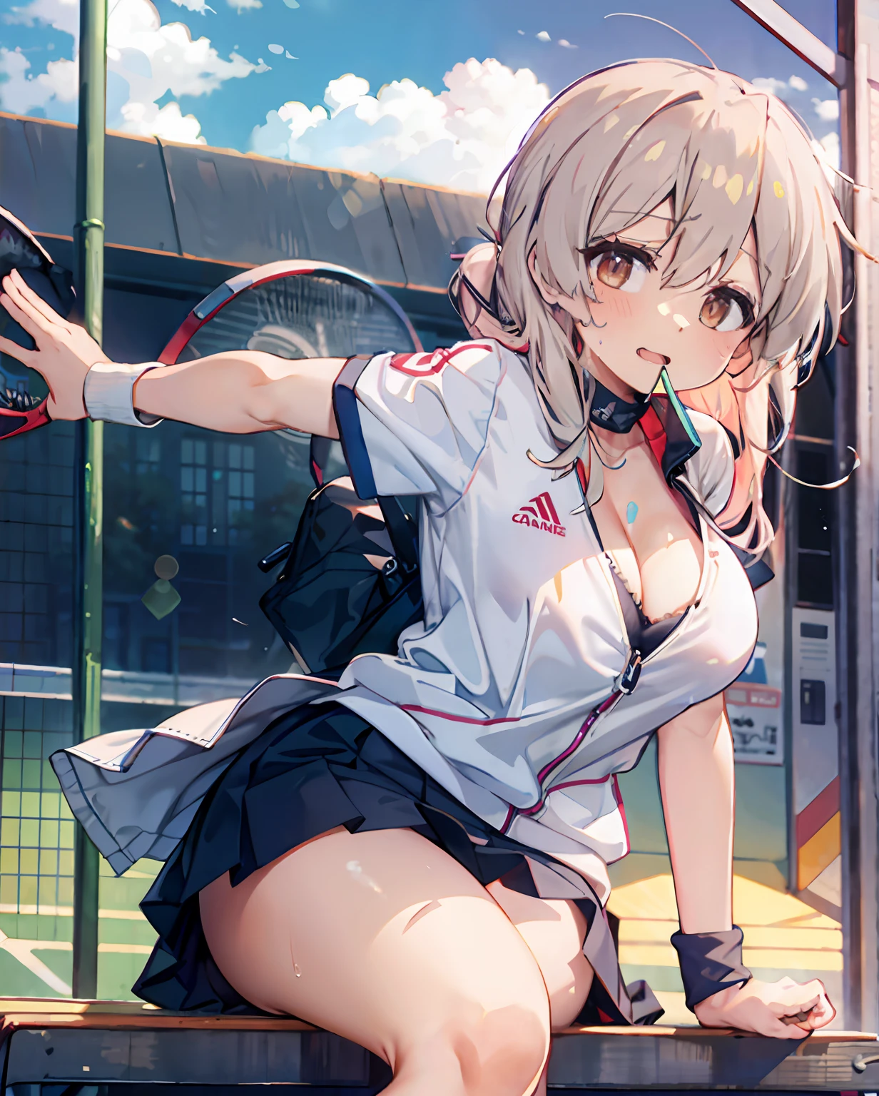 hoang lap,masterful,
break
Look at the audience,full bodyesbian,(look from down:1.5)
sunder
(vivd colour:1.3)
sunder
(one-girl:1.3),(Lori huge breasts cleavage:1.2),tennis uniform,hair pin,耳Nipple Ring,jewely,nm1,shairband,tennis cosplay,(pleated super short skirt:1.4),(upper legs:1.3),big cleavage breasts,(evilsmile,big laughter:1.3),with her mouth open,(Fold your arms:1.3),(nedium breasts:1.3),roundly eyes,(Blowing in the wind:0.5),Sweat around the girl,Dripping sweat,(((Very pretty panties))), (sitting on a bench:1.3),(The barefoot:1.3),(Foot focus:1.2),(Two feet:1.3),Crossed legs,looking-down,looking at viewert,perfect foot,(Emphasize the soles of the feet 1.3),from below ceiling,heav breathing,angle of view,(shiny skins:1.1),squall(ventania:1.2),Sense of speed,refreshingbreeze,motion blur effect,wind
BREAK
background is(tennis court:1.3),(Stand in the center of the screen:1.3),(10,000 spectators:1.3),multiple people behind you,blue sky with clouds,exteriors,(Magnificent panorama:1.2),wind
BREAK
sunlight, Magnificent view, rainbow in the sky, light particules, dynamic angle, Dutch angle, perspective
BREAK
(In the daytime,rays of sunshine:1.2),depth of fields,Bokeh,light leaks,(color difference:1.2),noon
BREAK
