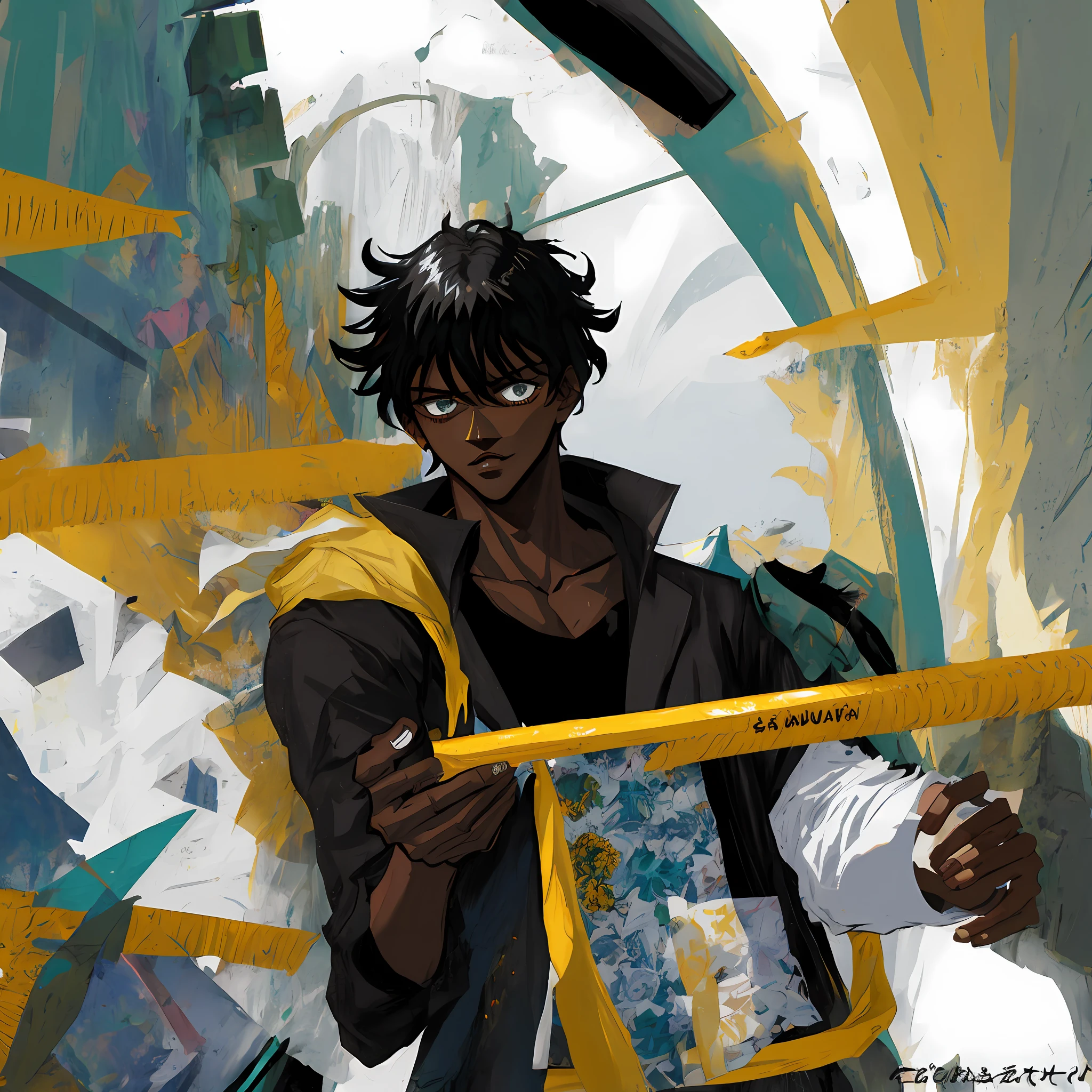 Um caveleiro negro,segurando uma espada com fogo preto,desenhado igual manga do kentaro myura berserk