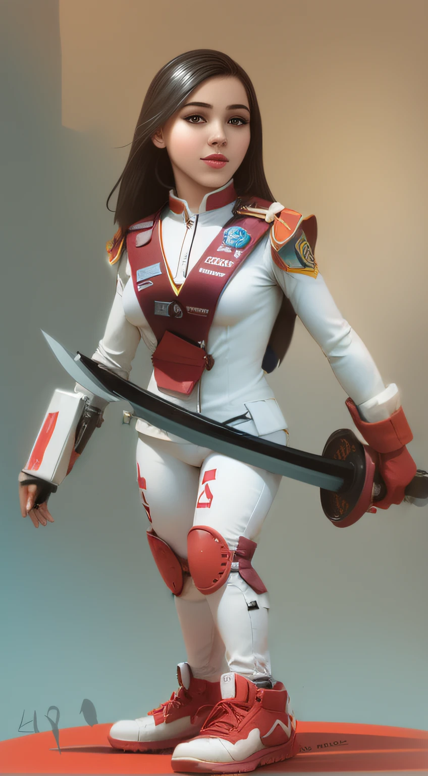 menina adolescente, 13 anos corpo, uniforme de soldado. --auto