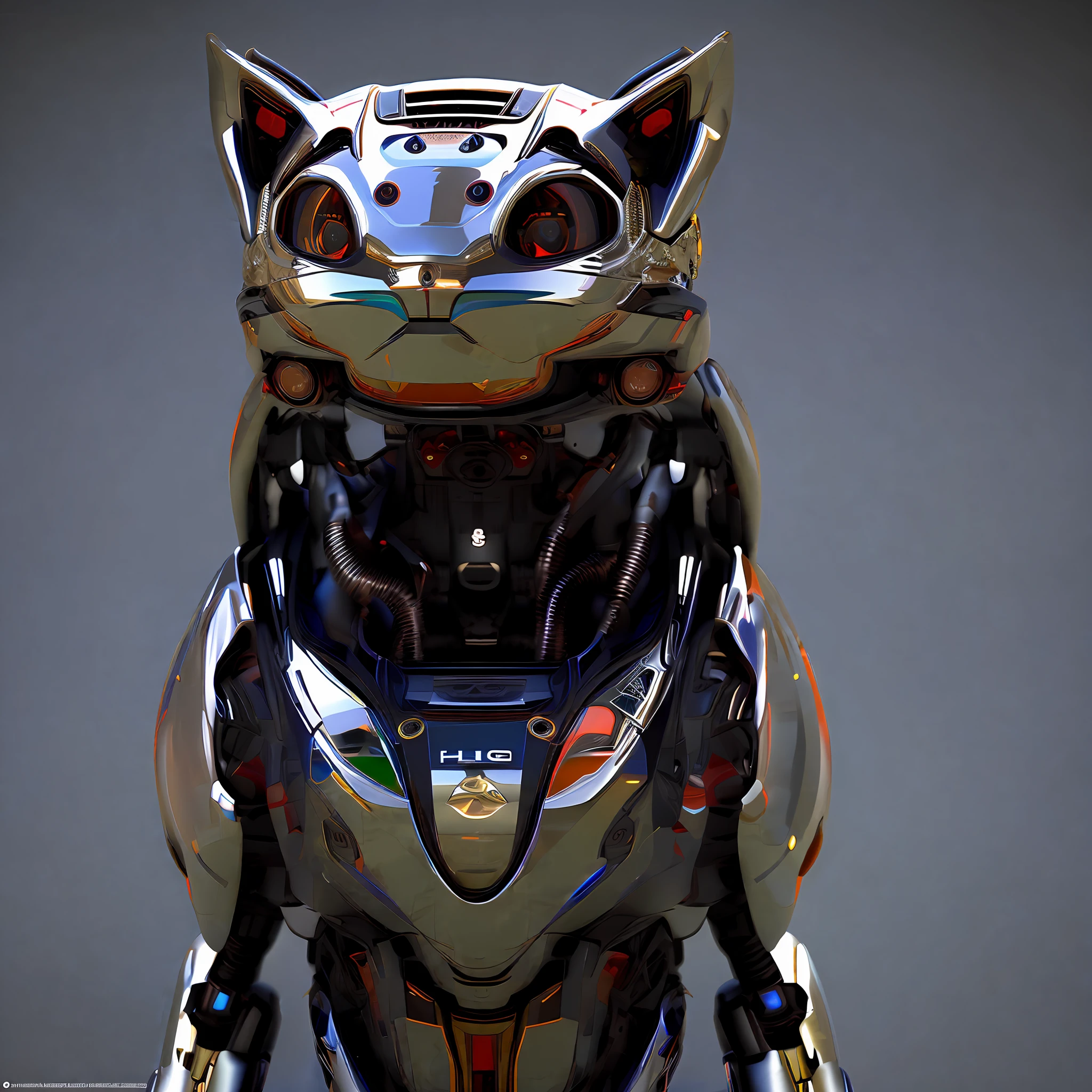 A cute kitten made of metal, (cyborg:1.1), ([tail|detailed wire]:1.3), (intricate detail), hdr, (intricate detail, hyperdetailed:1.2), cine lens, halo shadows , centered