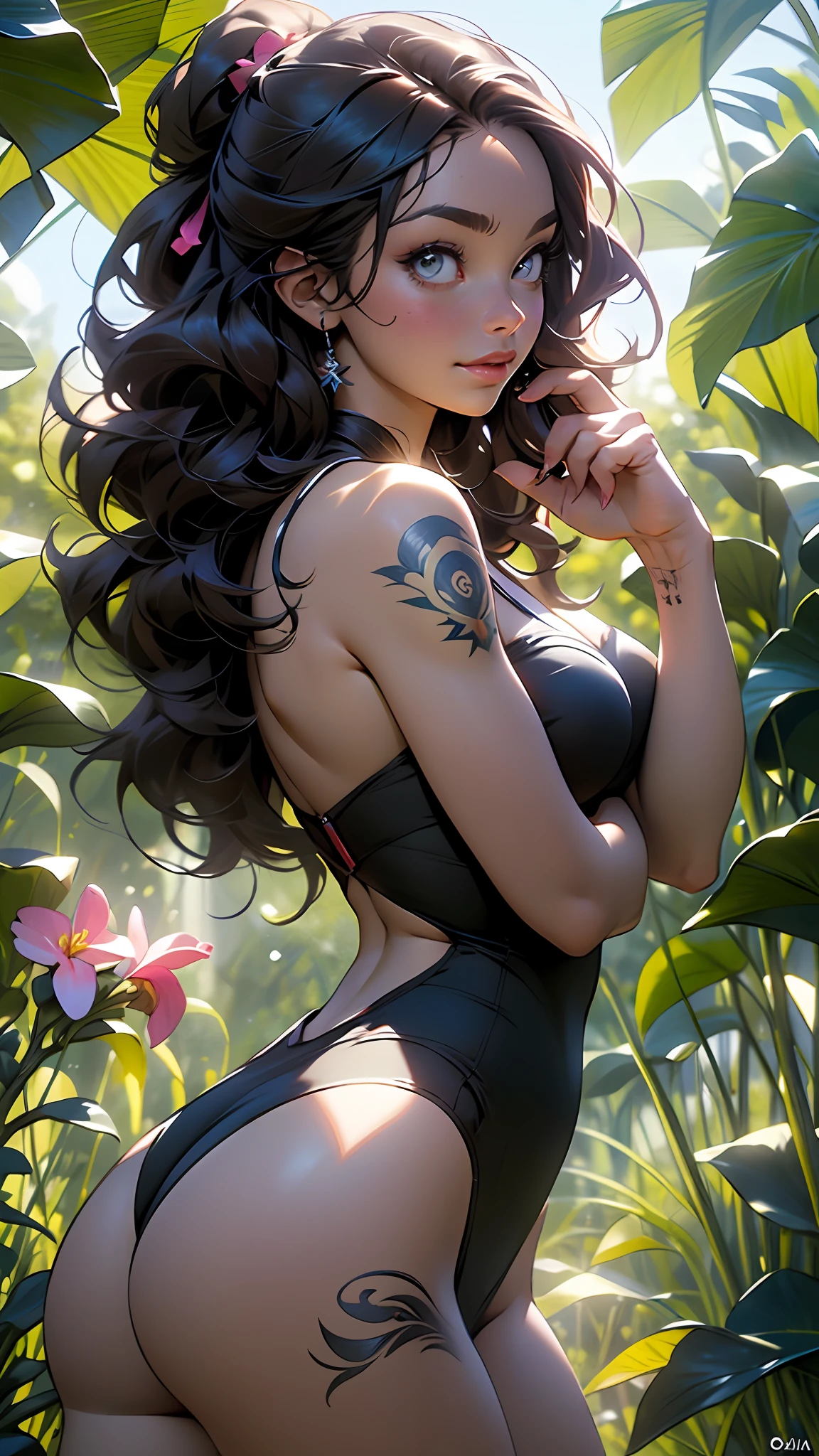 melancholy lighting, tranquila, calma, brilho, obra-prima, melhor qualidade, 1girl, (JinxLol:1.2), (ultra fotorrealista:1.3), (obra-prima:1.4), melhor qualidade, ((realista)), alta qualidade, ultra detalhado, ((Imagem real)), ((pele realista)), ((rosto realista)),(illustration:1.05), (linda:1.05), (belos olhos detalhados:1.05), (cinematiclight:1.1), Corpo inteiro, accurate proportions, menina de 18 anos, modelo magro deitado na grama, jardim ao redor, sombra de arvore, hair fluttering in the wind, ROUPA COLORIDO, pernas longas, slightly open feet, , blush, timidez, 鎖骨, abdominais, trama dupla, rosto bonito e delicado, pele clara, pele real, (rosto detalhe), poros, super high res, 8k, parameters Best quality, obra-prima, super high res, (Realista 2.0), Mais detalhes, pele detalhada, sorriso largo, dentes brancos, cabelo CACHEADO volumoso, olhos perfeitos e bem desenhados, namorada, bonita, bonita, flores, studio lighting A Chinese girl, 18 anos de idade (Orchid Tattoo Back 1.5), (costas abertas 1.1) olhos bonitos, rosto real, pele real, rosto realista, pele realista, olhos detalhados, detailedfacialfeatures, detailed clothing features, (penteado de moda: 1.2) dinamic pose, looking up at the audience, fundo simples, sorriso, rosto detalhado, 二重まぶた,