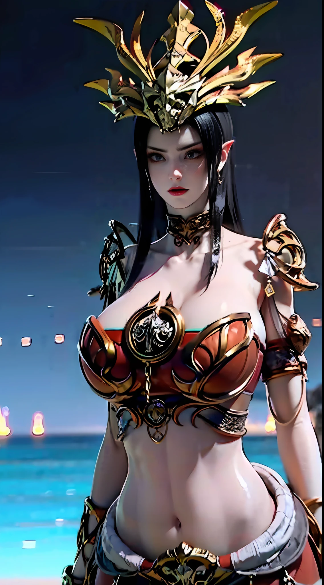 ((Unreal Engine 5)), Realistic Rendering, Excellent, (Full royal armor:1.2), (breastplate), (helm), looking on camera, 1girl standing on studio, beautiful face, (kpop makeup), CGImix, (photorealism:1.2), ultrarealistic uhd face, (hugefaketits:1.4), (gigantic breasts:1.2), (muscle abs), (big butt), (wide hips), (thick thighs), slim waist, hourglass figure, half body, ((glowing skin)), ((shiny skin)), Realistic perfect body, ((she is sexy body)), ((clean skin)), photorealistic, bokeh, motion blur, (background blur:1.4), masterpiece, highres, 1080P, super detail, textured skin.