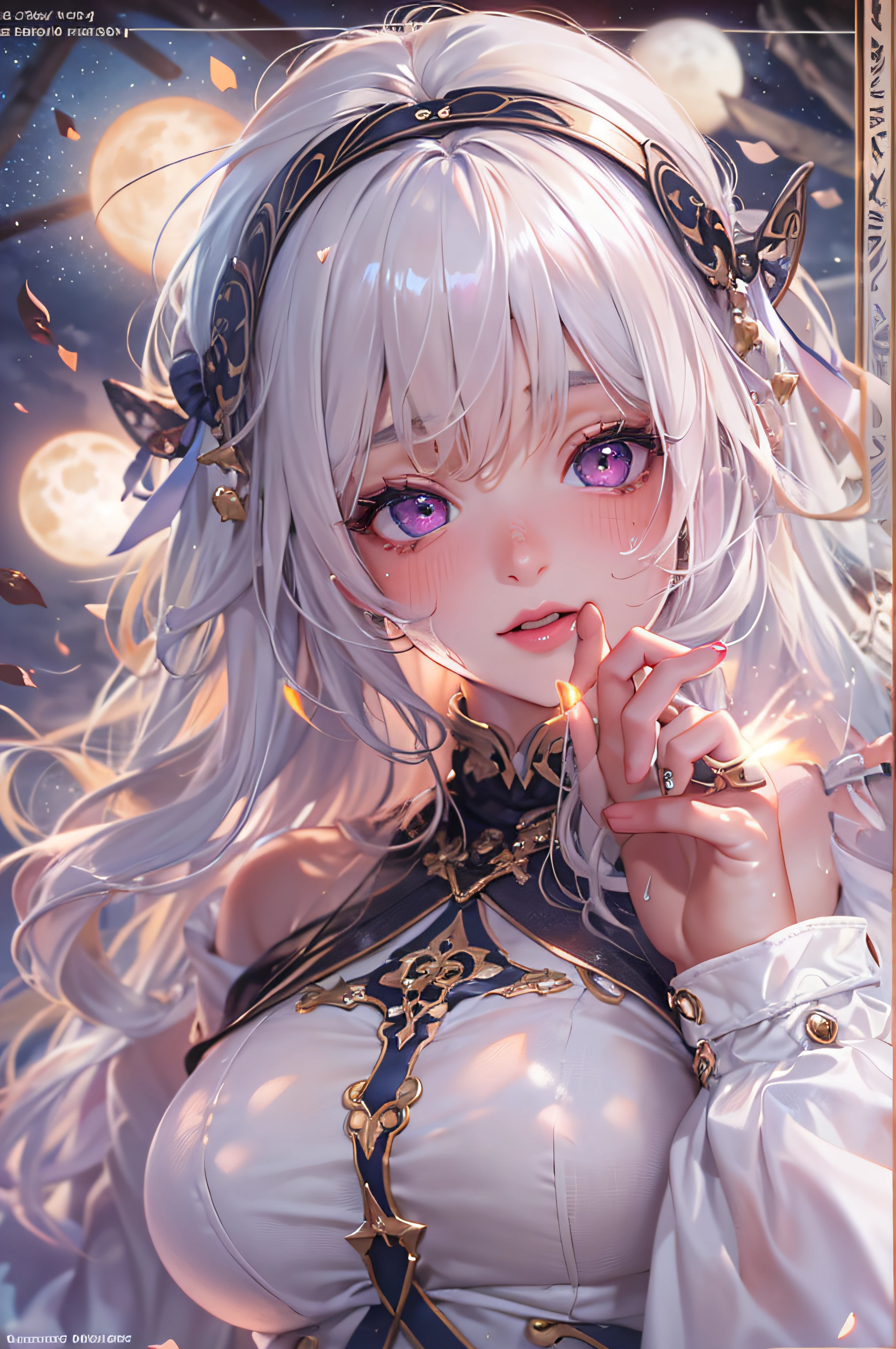 (masterpiece, top quality, best quality, official art, beautiful and aesthetic:1.2), (1girl:1.3), (fractal art:1.3),absurd, masterpiece, best quality, realistic, hyper-detailed, (shiny skin, sweaty:1.4), looking at viewer, slender, solo, white sneakers, white miniskirt, long hair, white hair, red eyes, heterochromia, multi coloured eyes, (thick thighs:0.5), dynamic lighting, high resolution, sharp focus, depth of field, medium breasts, masterpiece, best quality, ultra-detailed, illustration, ultra-detailed face, best quality face, adult, 1girl, 18 years old, adult, intricate detailed outfit, sexy pose, glowing red dress, cute, kawaii, digital art, finely detailed eyes, blushing, red cheeks, realistic, purple eyes, glowing eyes, top, skirt, parted lips, blush, night, sun, sunlight, cute, kawaii, digital art, finely detailed eyes, embarrassed expression, long_hair, blushing, moon, star_\(sky\), starry_sky, full_moon, photorealistic, asian, woman, mix4