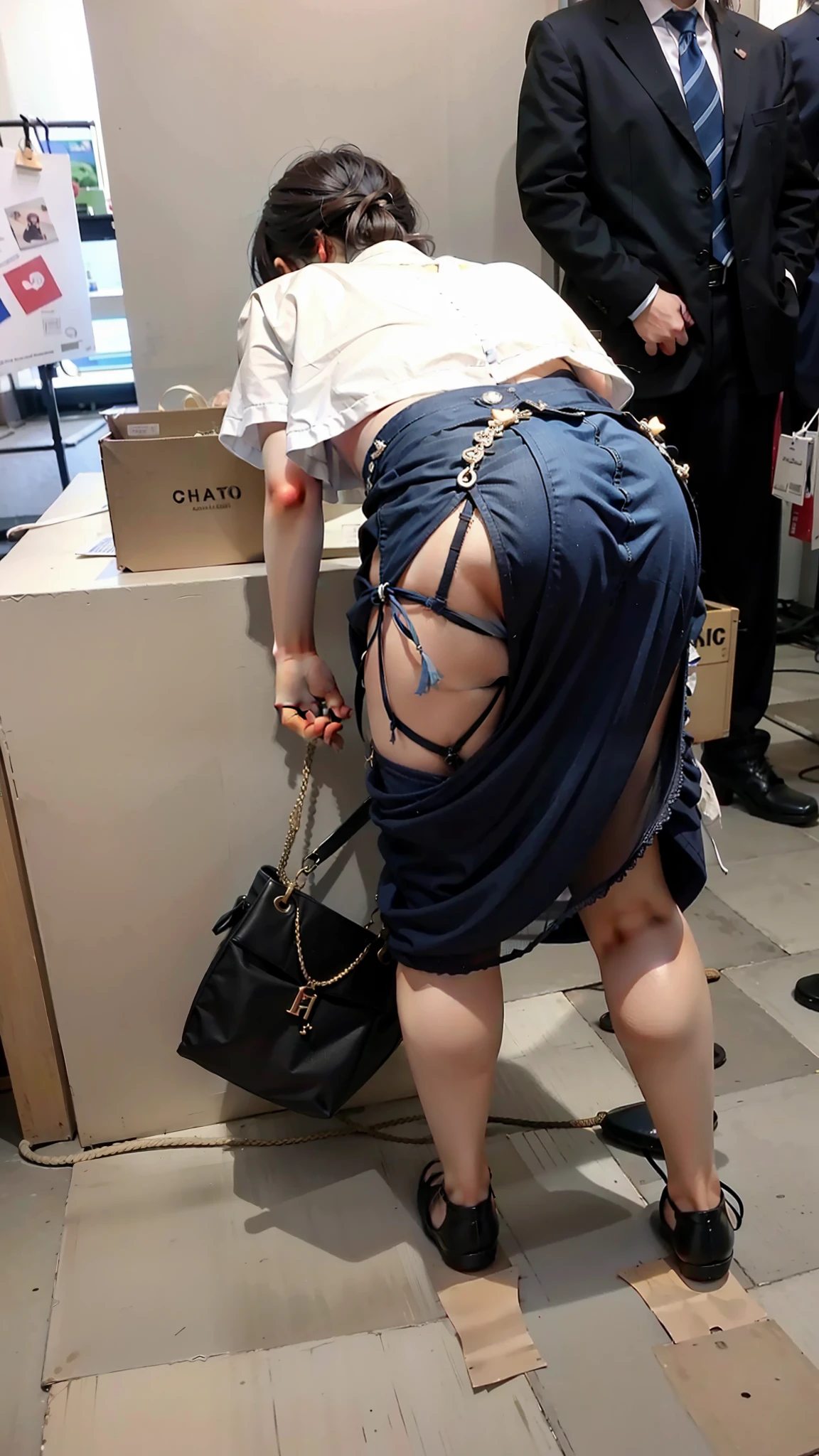 dressed sexy revealing, Transparent clothes, Ass,Buttocks,Underwear,undergarment, Small thin Panties with light blue areas
