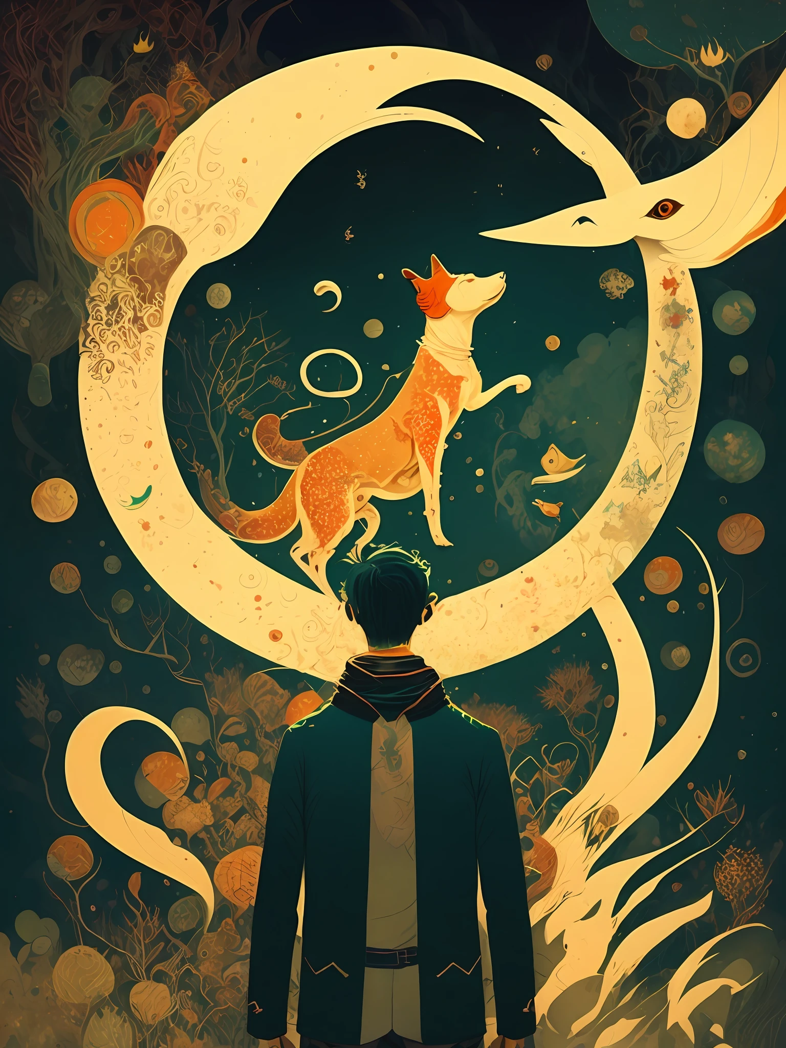 Poster of a man and his dog by Vikt Ngai