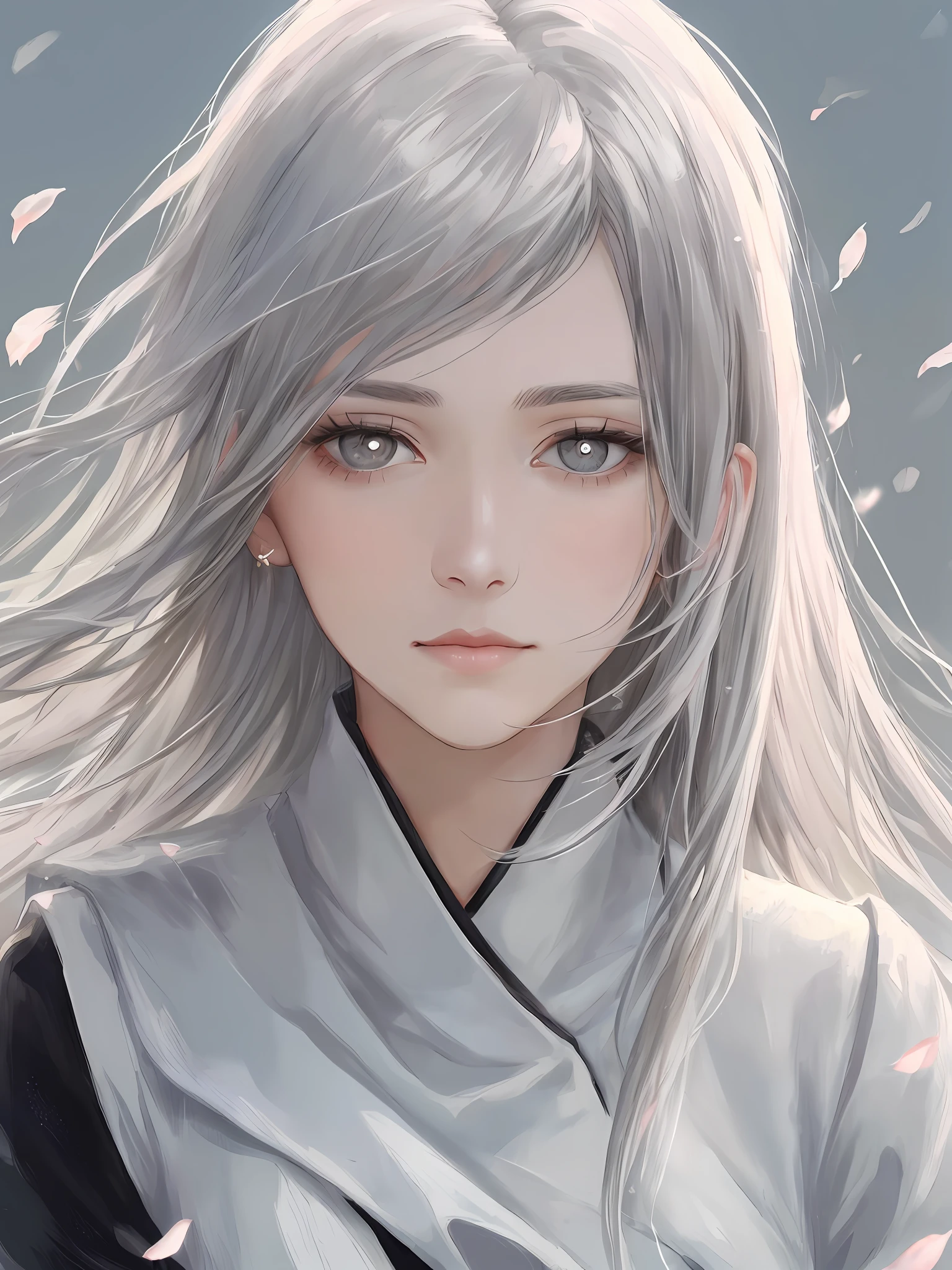 🎨model: Kigetsu - Anime / Hentai Checkpoint
🌸Prompts: (Masterpiece, high resolution, Realistic portrait:1.3), An anime woman with an ethereal presence, Depict a serene sister image, (long layered silvery white hair:1.2), Poured down her back, (Light pink lips:1.1), Gentle and calm, Bangs elegantly outline her face, (Gray pupils:1.4), Exudes a sense of intelligence, Stand in the cold wind, (Realistic portrayal:1.1), Delicate petals dance in the air, (Flower background:1.2), Add a touch of beauty and vulnerability, (Calm and rational expression:1.1), Portraying her calm nature, (Delicate and serene face:1.2), Capture her serenity, The middle shot focuses on her delicate facial features, (Hair that is slightly blown by the wind:1.1), (Background music:1.2), Evokes feelings of calm and introspection.