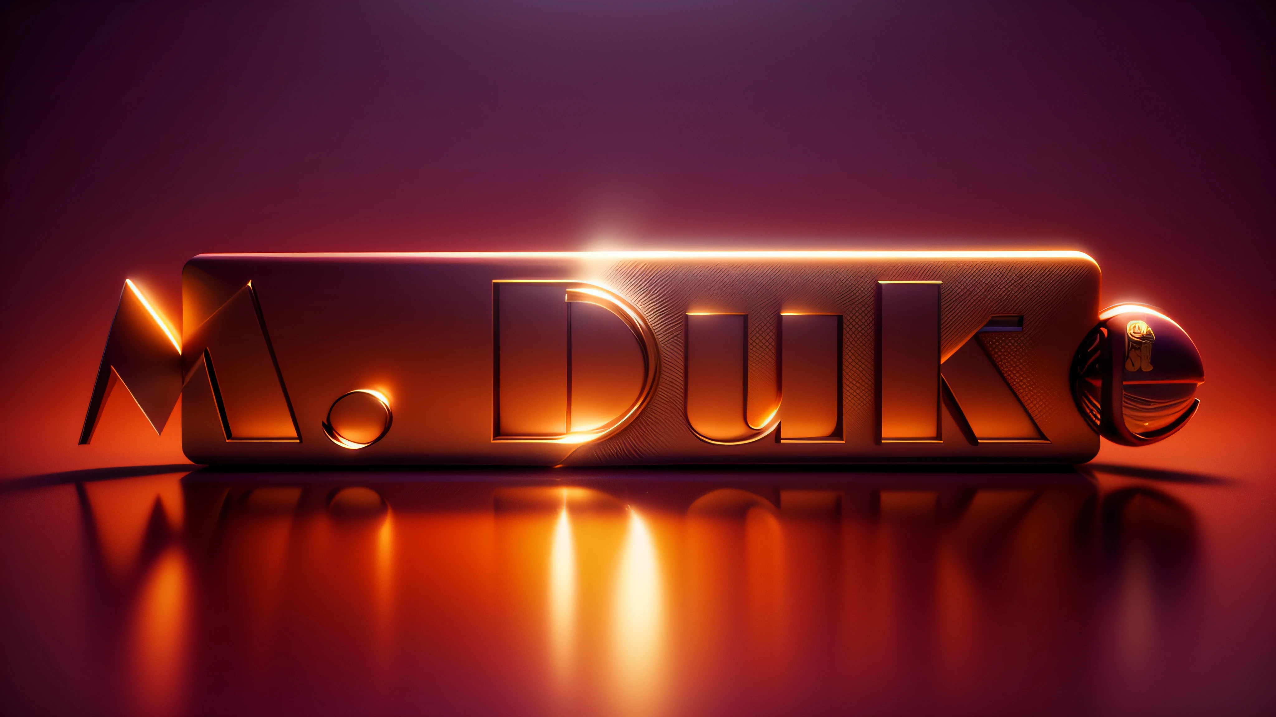 Luxury logo with the title M. duque, 3D-rendering, 8k, NVIDIA, ray-traced, Bokeh, Fulgurar, luz e sombras realistas,