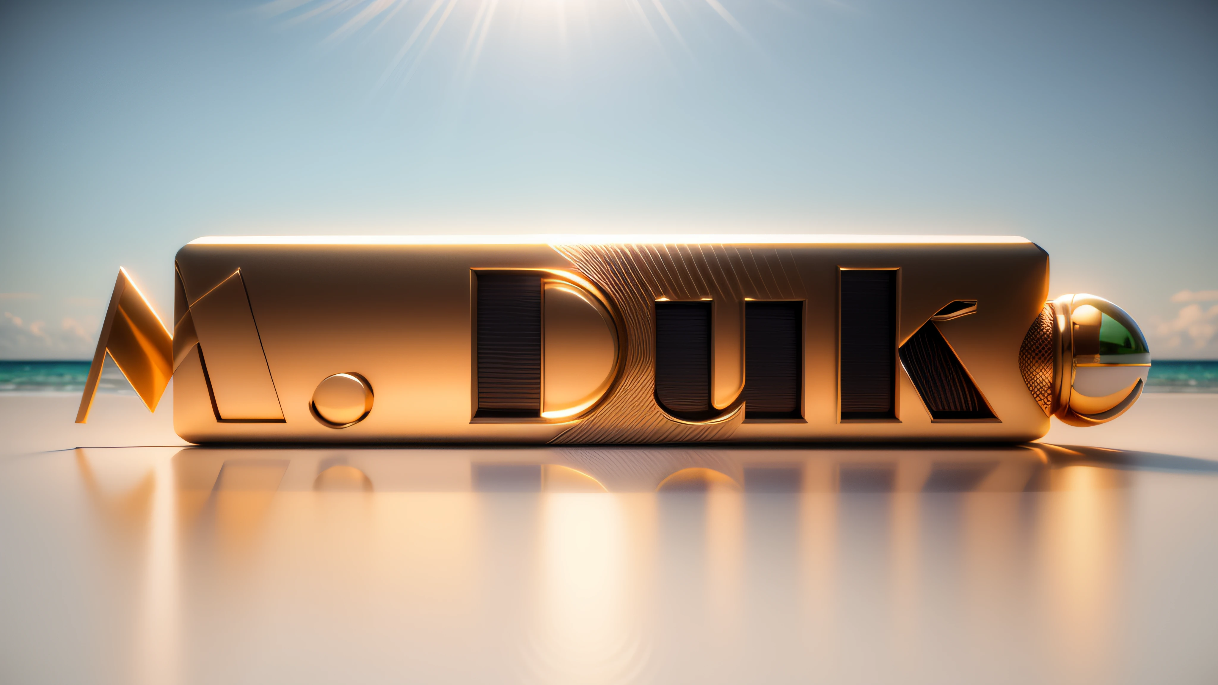 Luxury logo with the title M. duque, 3D-rendering, 8k, NVIDIA, ray-traced, Bokeh, Fulgurar, luz e sombras realistas,
