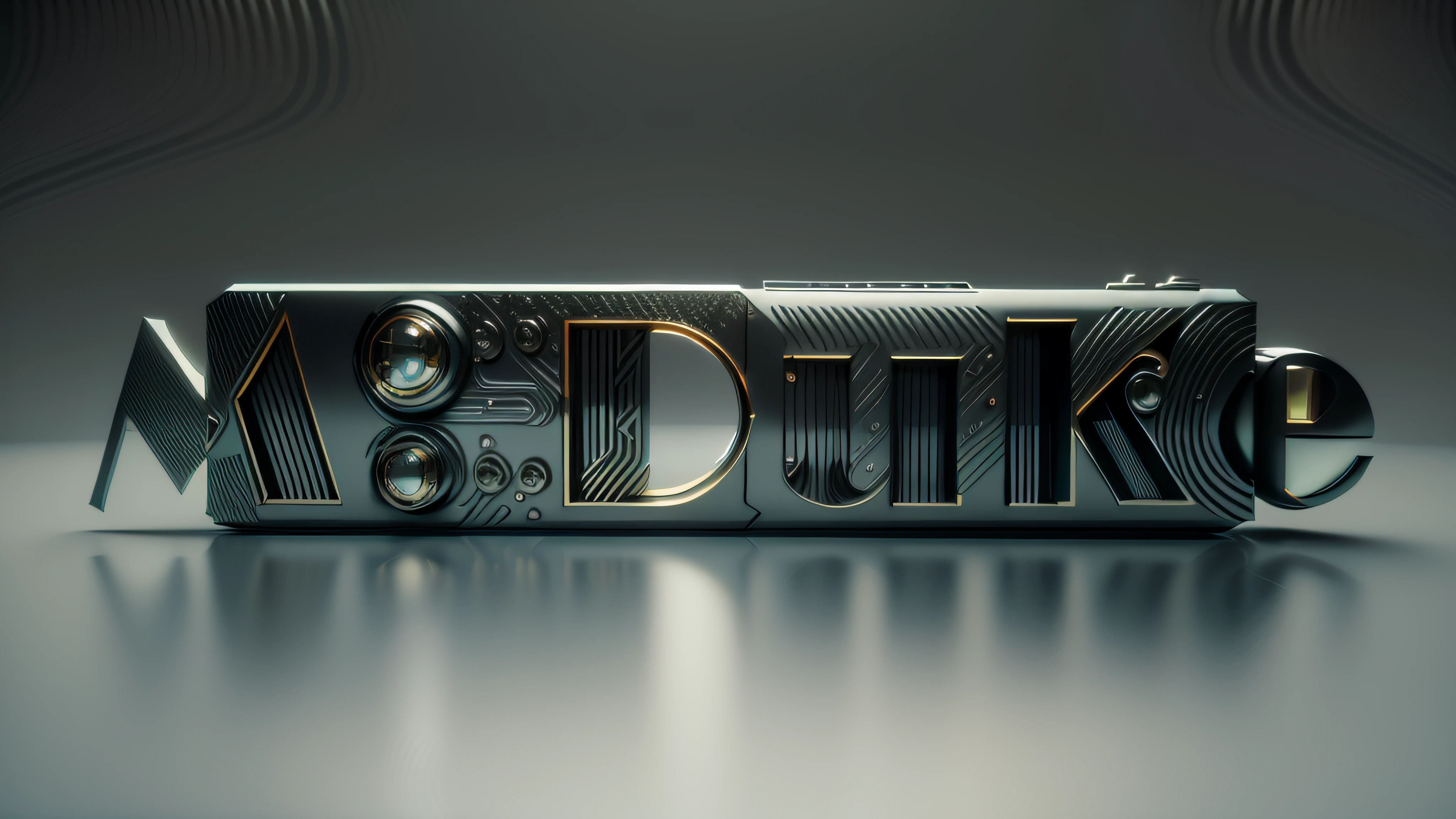 Luxury logo with the title M. duque, 3D-rendering, 8k, NVIDIA, ray-traced, Bokeh, Fulgurar, luz e sombras realistas,