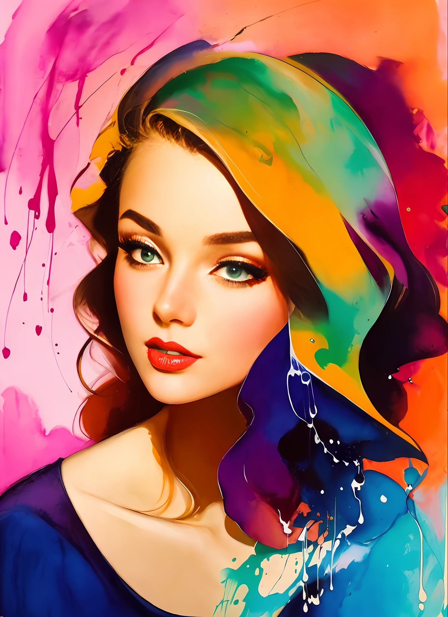 GIL ELVGREN a woman by agnes cecile, luminous design, pastel colours, ink drips, autumn lights