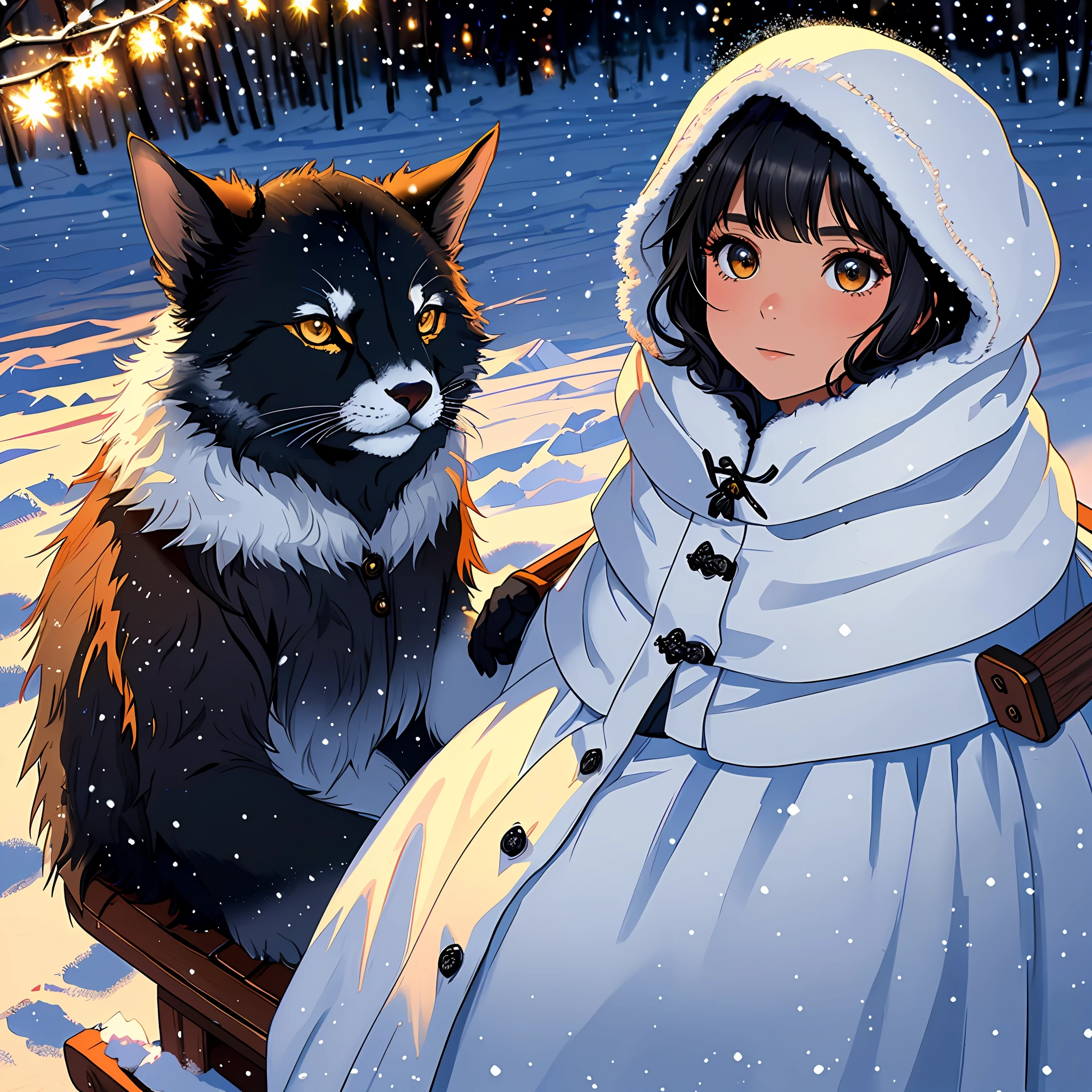 (obra-prima, melhor qualidade: 1.2), rosto detalhado, (cores suaves: 1.2, studio dark, edgelighting, dual-tone lighting, luz fraca, tom baixo, ), Eskimo looking forward on a sleigh in the snow.