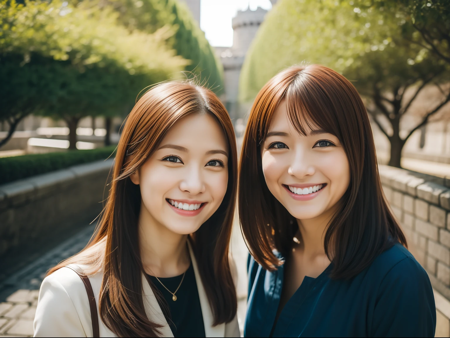 japan sightseeing, Osaka Castle, Enjoying themselves, light smile, depth of field, Canon, UHD