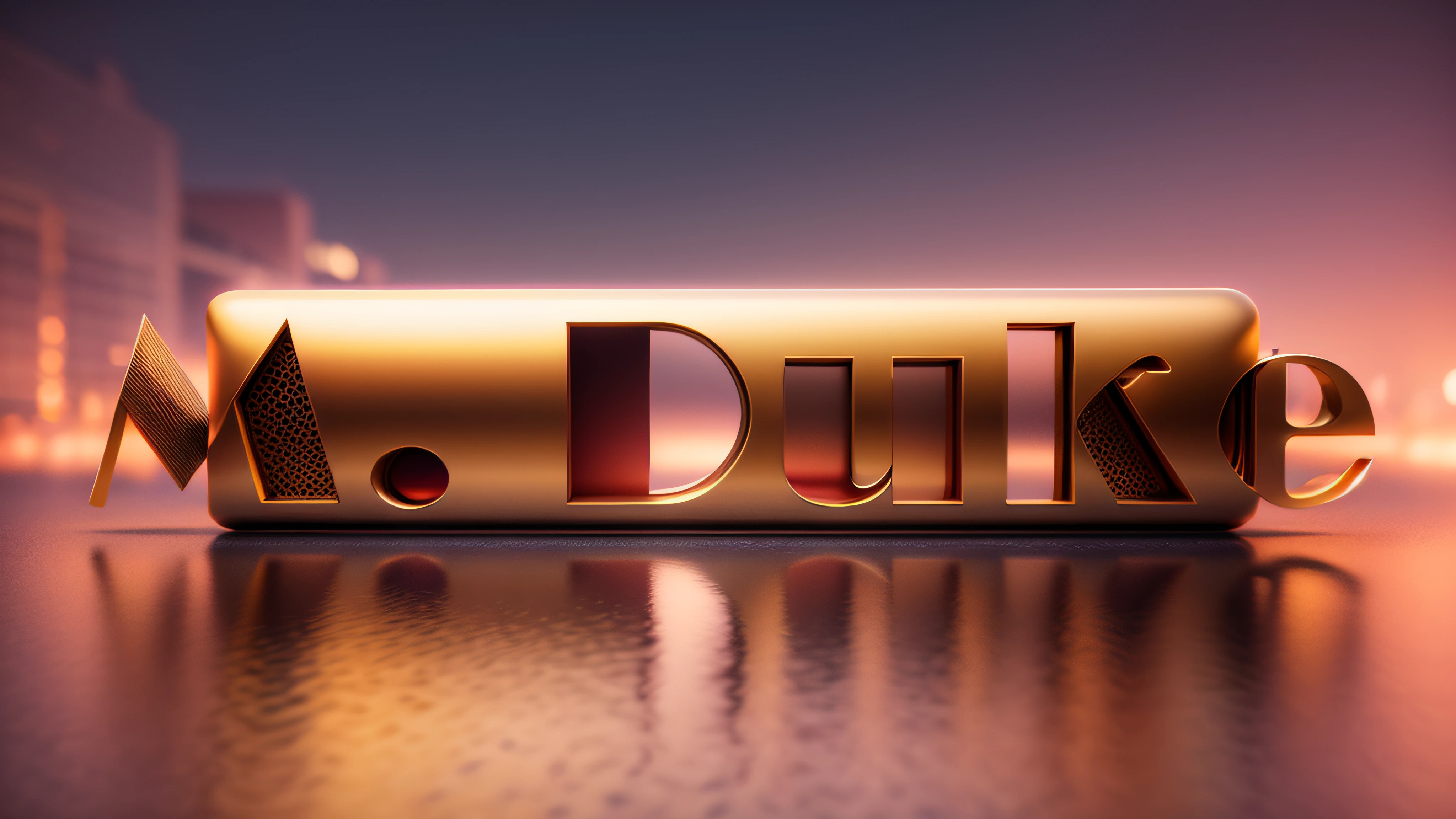 Luxury logo with the title M. duque, 3D-rendering, 8k, NVIDIA, ray-traced, Bokeh, Fulgurar, luz e sombras realistas,