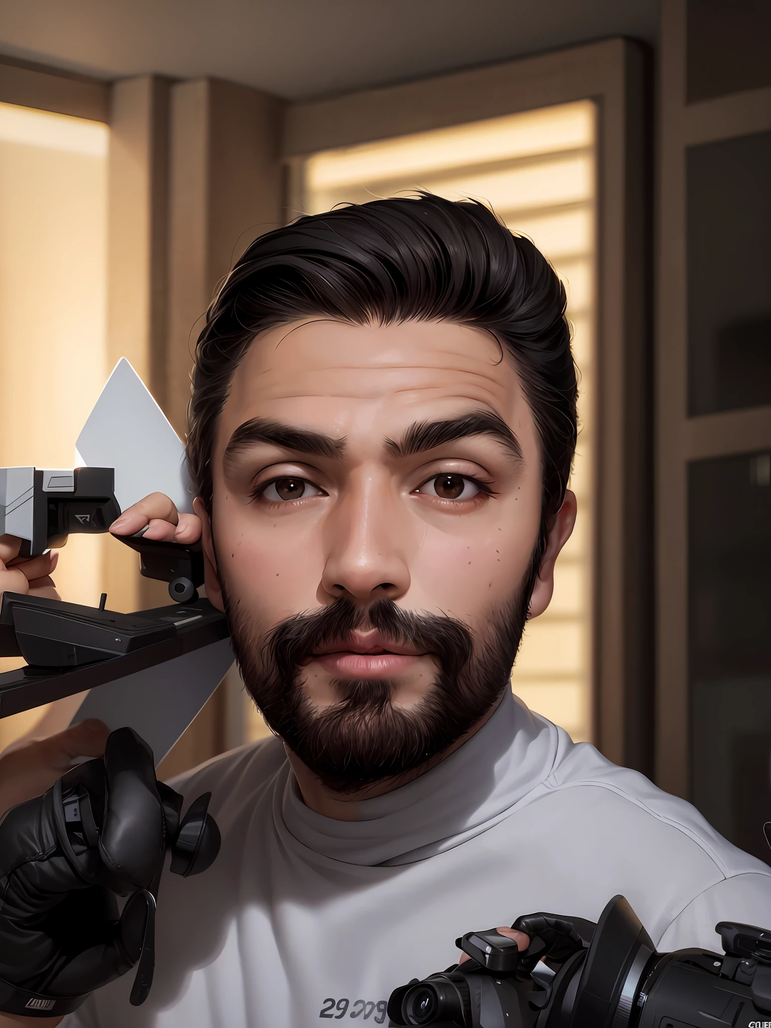 homem arafed com uma camisa cinza e uma camisa cinza, imagem frontal, mateus 9 5, Alejandro, frontal, Foto realista, imagem do avatar, com uma barba pequena, sem bigode, Msxotto, caio santos, em torno de 1 9 anos, Streamer do Twitch / Jogador Ludwig, foto de perfil headshot, sem barba e bigode, neckbeard, imagem do rosto