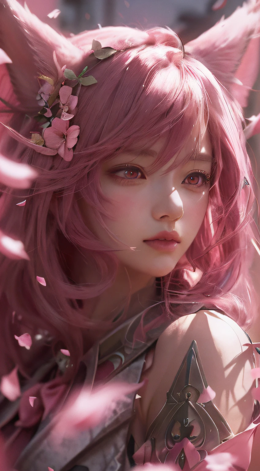 Anime girl with pink hair and cat ears in flower field, Guviz, Detailed digital anime art, Guviz-style artwork, Stunning anime face portrait, Anime fantasy artwork, Extremely detailed Artgerm, Anime fantasy illustration, Digital anime art, a beautiful anime portrait, 2. 5 D CGI anime fantasy artwork, Fanart Meilleure ArtStation