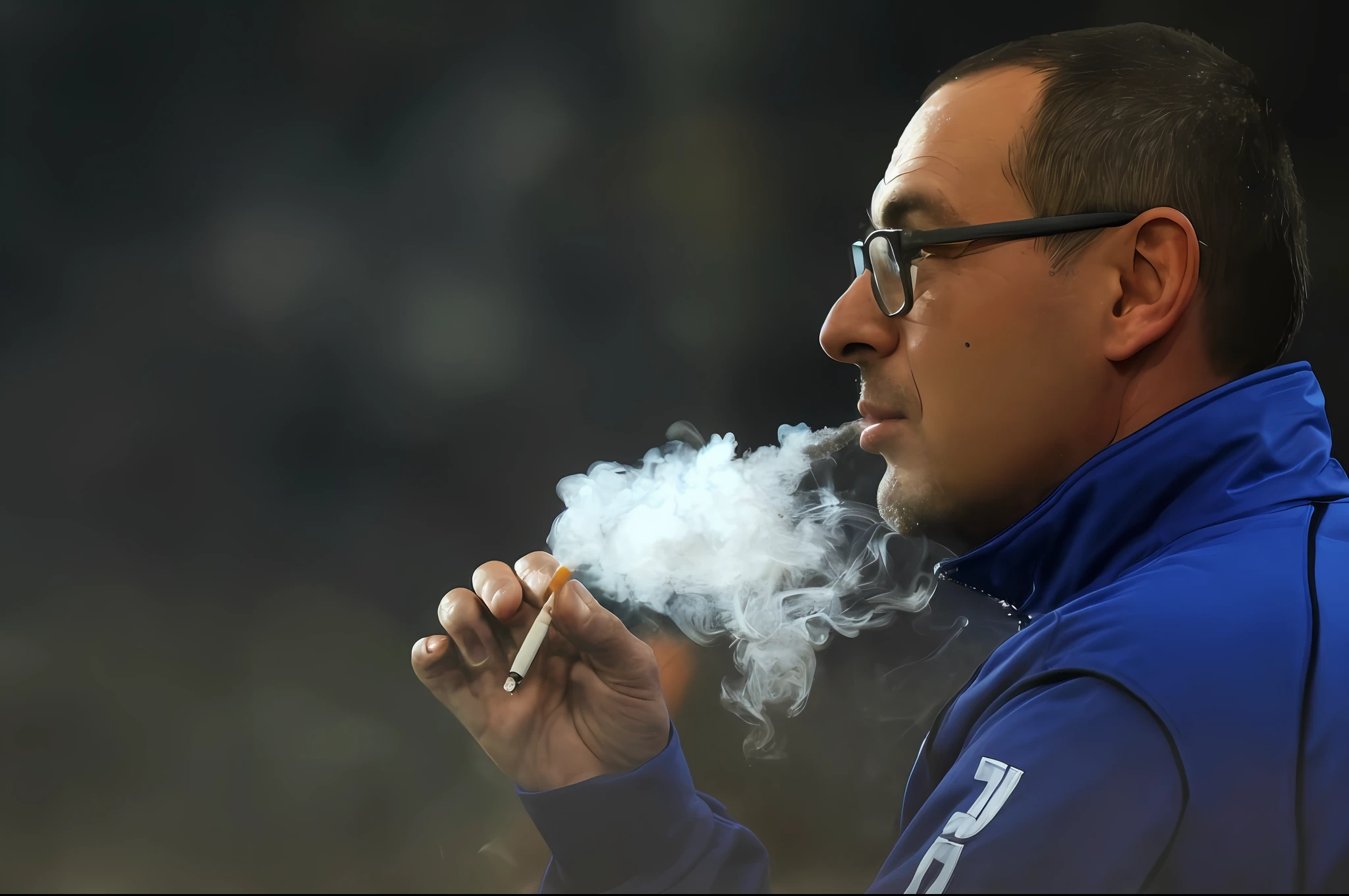 There is a man smoking a cigarette in the field, 🚿🗝📝, Daverapoza, thick smoke around him, 🔥 😎 🕹️ 👀, Fumar uma cigarrette🚬, smoke around him, Pyromallis, fazer uma pausa para fumar, Small smokes from buildings, with smoke, he is smoking a cigarette, 🧒 📸 🎨
