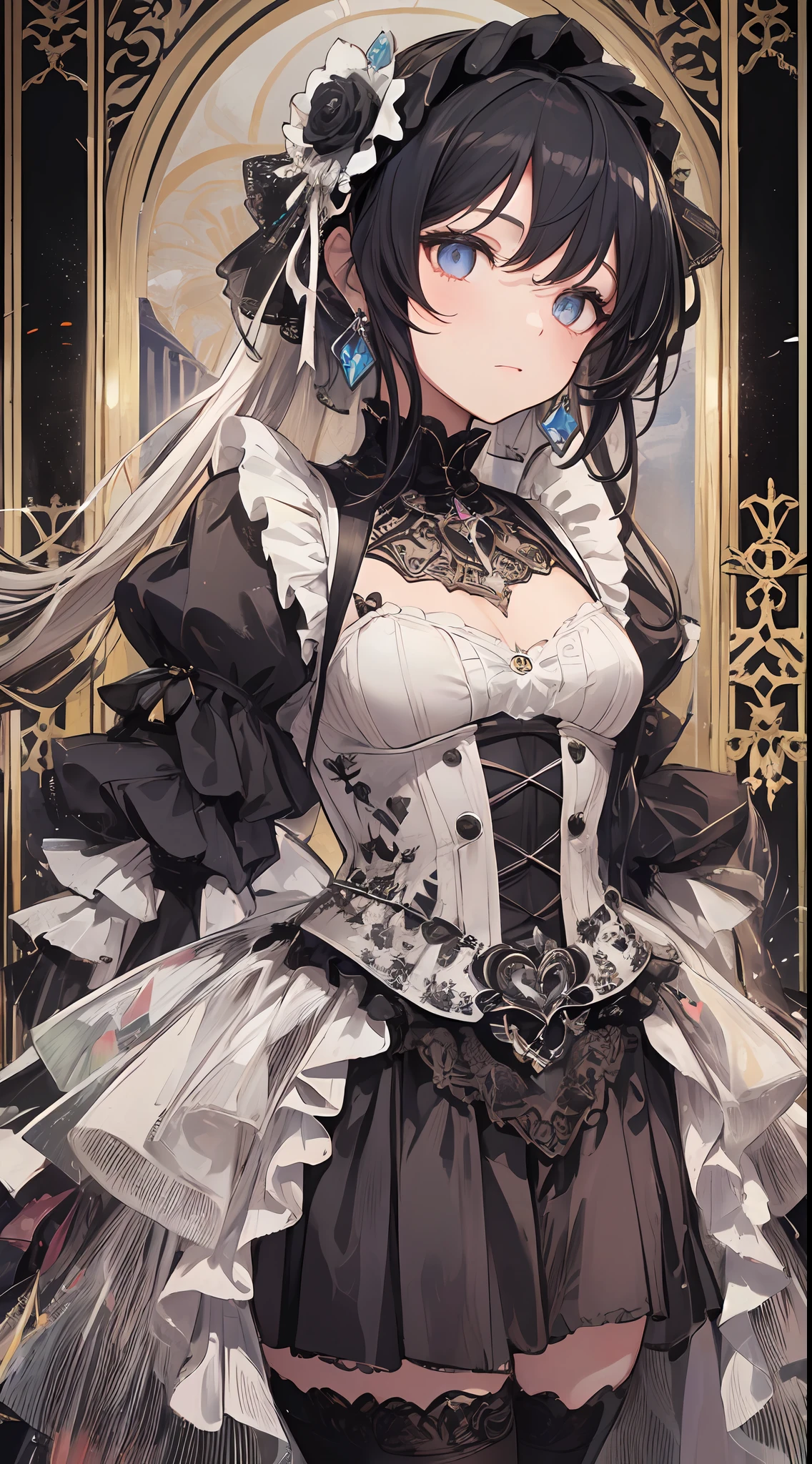 "What we see before our eyes is a girl born from a noble family of the world. Her age is younger than she looks, but her physique is remarkably mature. Its mature body structure is delicately depicted based on human anatomy. Her elegance and innocence are even more notable in her appearance in Gothic Lolita fashion.
Her amazing is a gothic lolita dress consisting of an exquisite combination of velvet and silk. It is decorated with black and white contrasts and elaborately decorated to the smallest detail. It enables high-quality expressions that can be captured by high-end cameras.
Her facial features are clear skin, clear eyes, and her beauty is just like an angel. Their innocent eyes fascinate everyone who sees them, and they have the power to capture their hearts with their glimpses.
Her presence is strong, glamorous yet delicate, and has a magical power that draws everyone in the audience. The glimpse is a symbol of the survival of the girl with the greatest beauty in the history of mankind to live in another world, and its very existence is a miracle.
What is depicted here is the best masterpiece we have ever created, and its beauty and personality will not surpass this work forever. The depiction, the realistic texture of the material, the sheer charm that comes to the foreground, all of this recreates her existence in the highest quality and embraces the finest masterpieces that captivate the viewer."