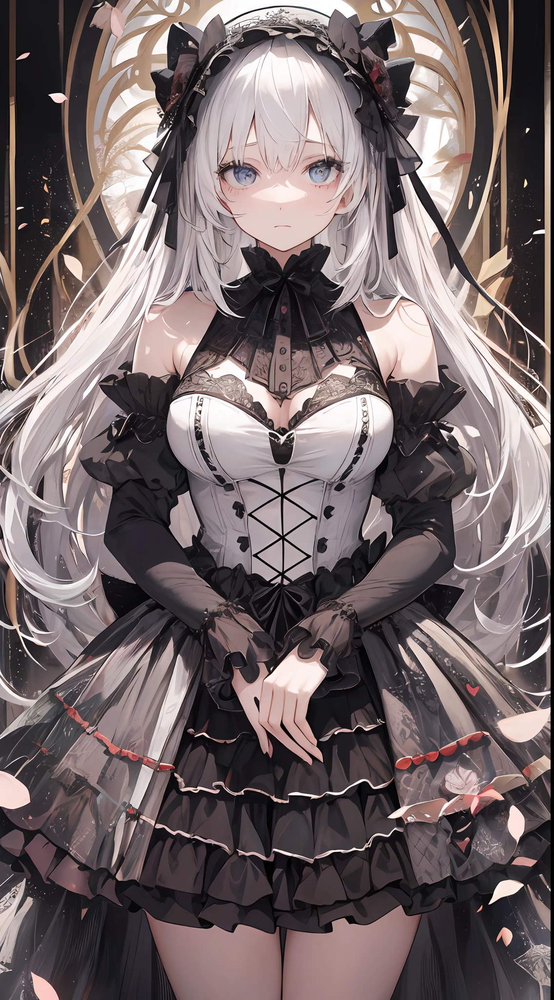 "What we see before our eyes is a girl born from a noble family of the world. Her age is younger than she looks, but her physique is remarkably mature. Its mature body structure is delicately depicted based on human anatomy. Her elegance and innocence are even more notable in her appearance in Gothic Lolita fashion.
Her amazing is a gothic lolita dress consisting of an exquisite combination of velvet and silk. It is decorated with black and white contrasts and elaborately decorated to the smallest detail. It enables high-quality expressions that can be captured by high-end cameras.
Her facial features are clear skin, clear eyes, and her beauty is just like an angel. Their innocent eyes fascinate everyone who sees them, and they have the power to capture their hearts with their glimpses.
Her presence is strong, glamorous yet delicate, and has a magical power that draws everyone in the audience. The glimpse is a symbol of the survival of the girl with the greatest beauty in the history of mankind to live in another world, and its very existence is a miracle.
What is depicted here is the best masterpiece we have ever created, and its beauty and personality will not surpass this work forever. The depiction, the realistic texture of the material, the sheer charm that comes to the foreground, all of this recreates her existence in the highest quality and embraces the finest masterpieces that captivate the viewer."