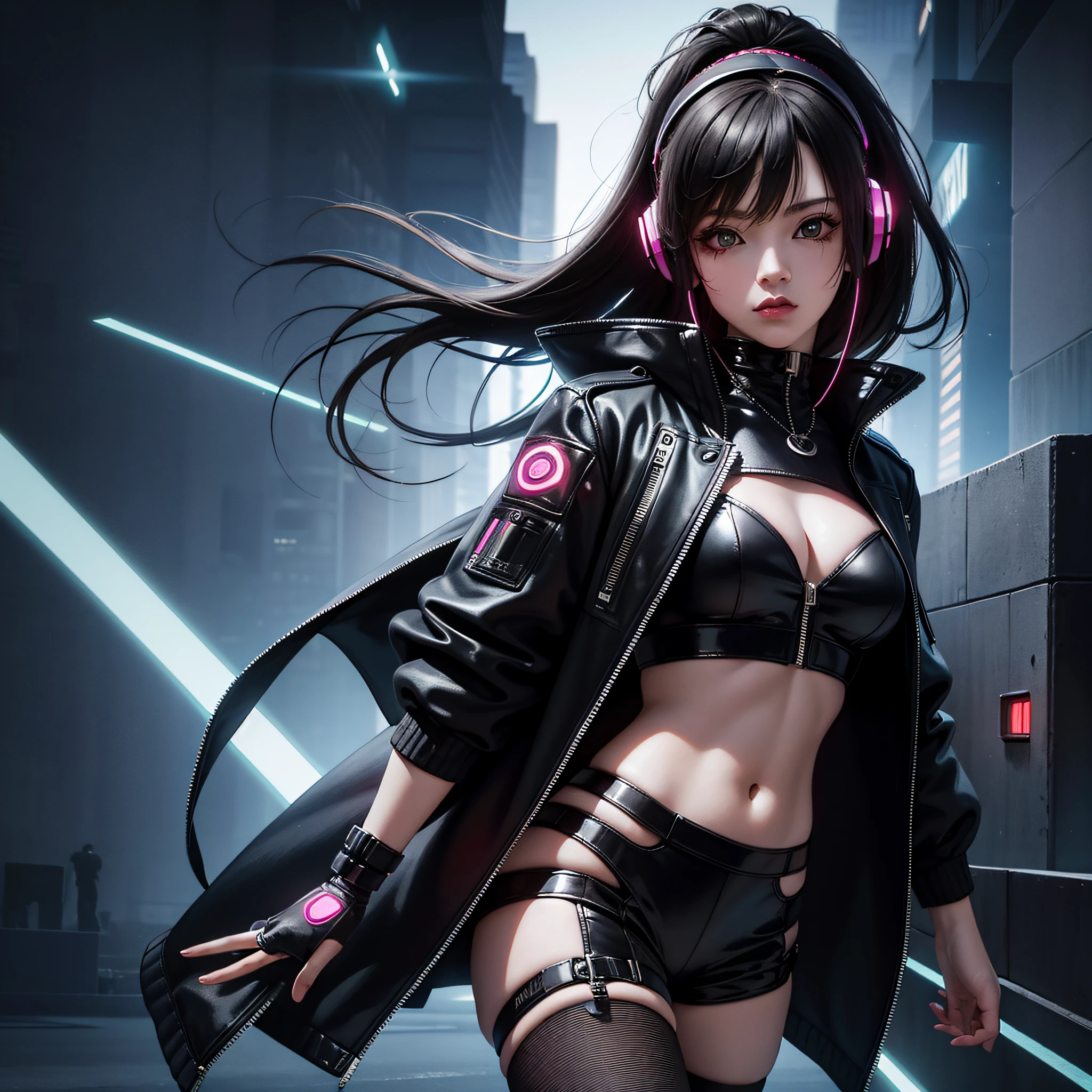 Cybernetic woman in a futuristic city with headphones on, cyberpunk menina bonita, menina cyberpunk sonhadora, modelo bonito da mulher cyberpunk, Cyberpunk 2 0 e. o modelo menina, Arte cyberpunk 8K ultrarrealista, mulher cyberpunk, cyberpunk zangada deusa linda, cara bonita da menina cyberpunk, mulheres cyberpunk, Garota cyberpunk, O retrato da menina cyberpunk, menina de anime cyberpunk feminino, Fantasia sombria cyberpunk sedutora