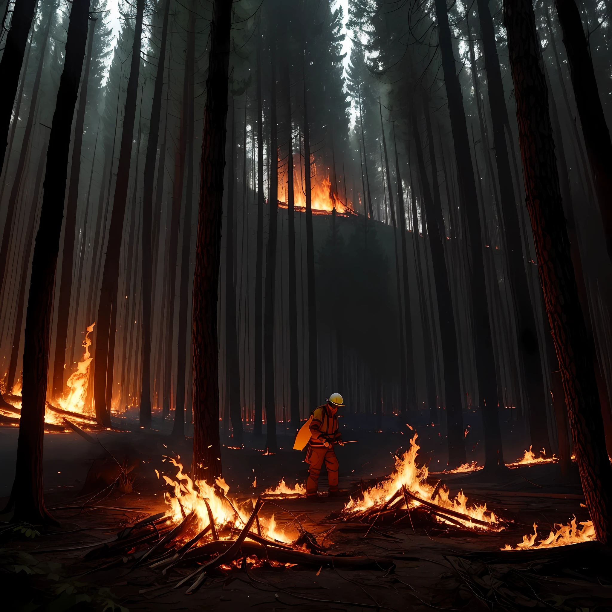 Un angel creating fire in a forest Angel burning forest Forest being burned by the fault of an angel Forest in Italy. --auto