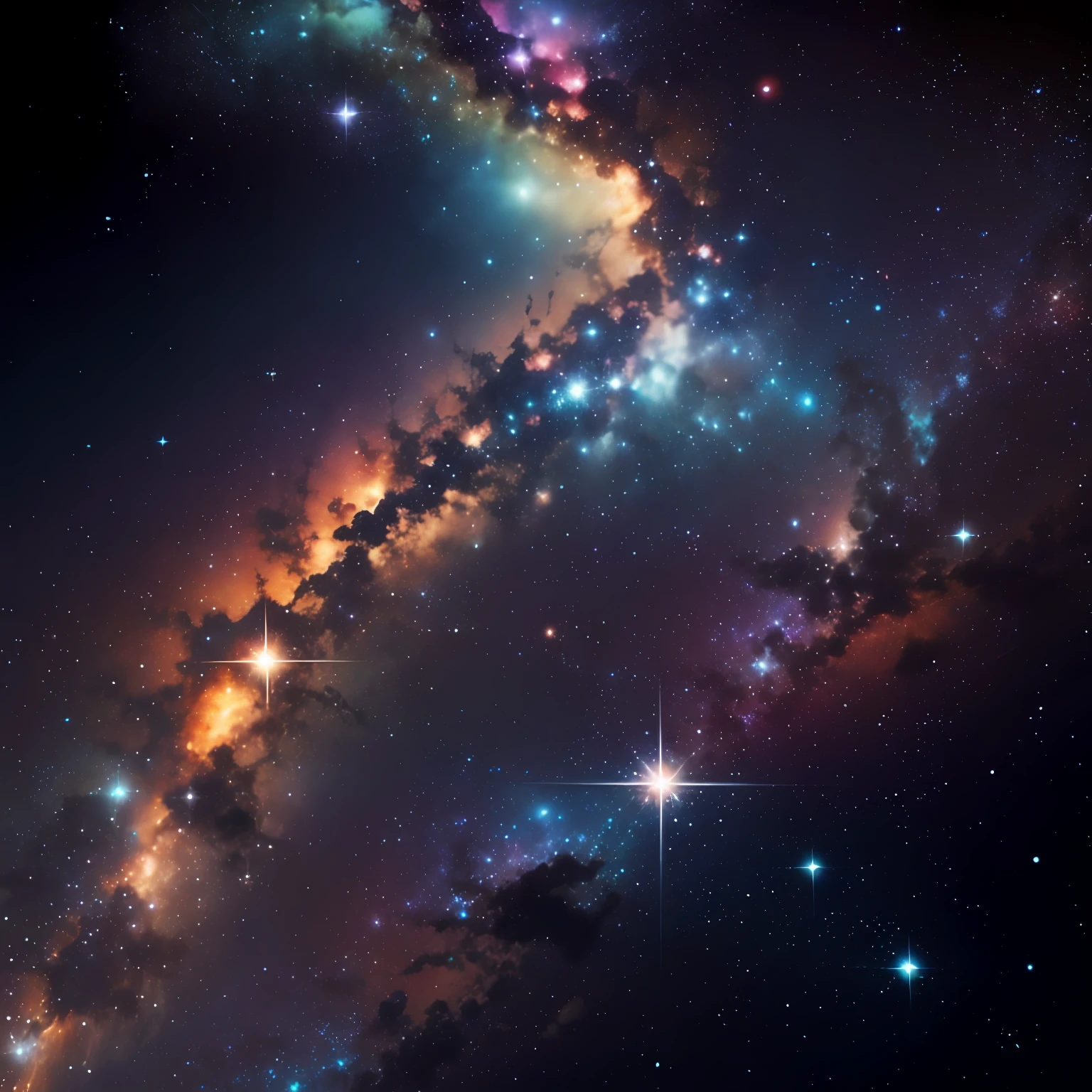 paisagem celestial, varias estrelas, galaxias, fundo escuro, paisagem no espaco, sem muita iluminacao, espaco sideral, via lactea, galaxias --auto