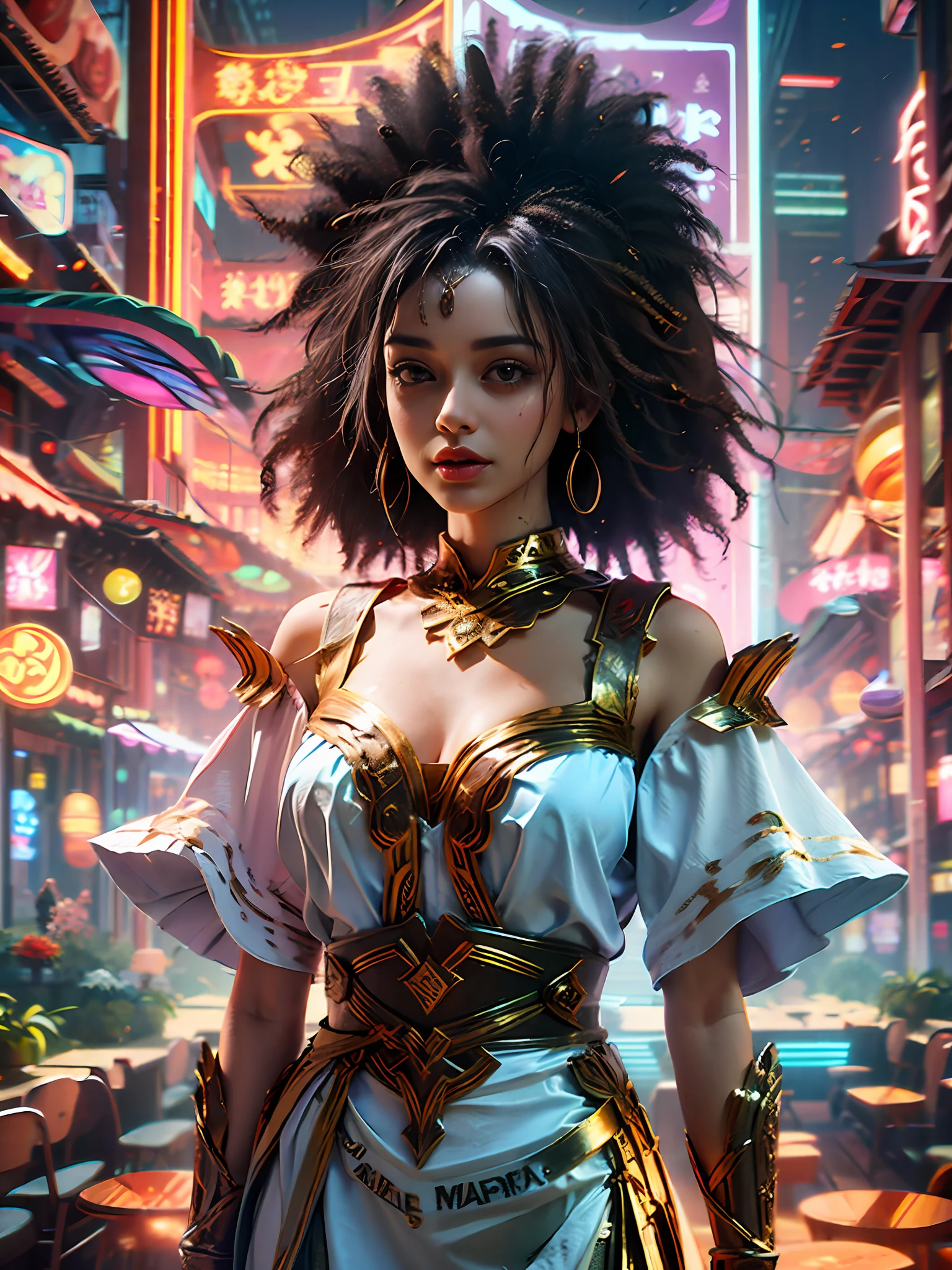 RETRATOREALISMO((mulher com pele afro: 1.13)) VESTIDO LONGO AMARELO E PRETO, ESTILO PIXAR, FOTO LIMPA, --auto --s2