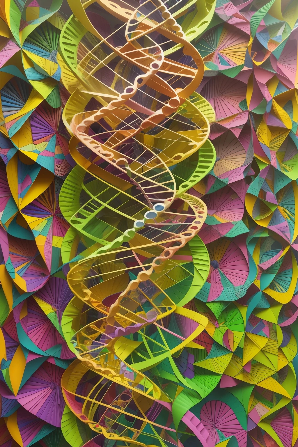 ((Figura do DNA)), Projeto 3D, Beautiful color harmonization, recorte de papel em camadas, (arte impressionantes: 1,5)