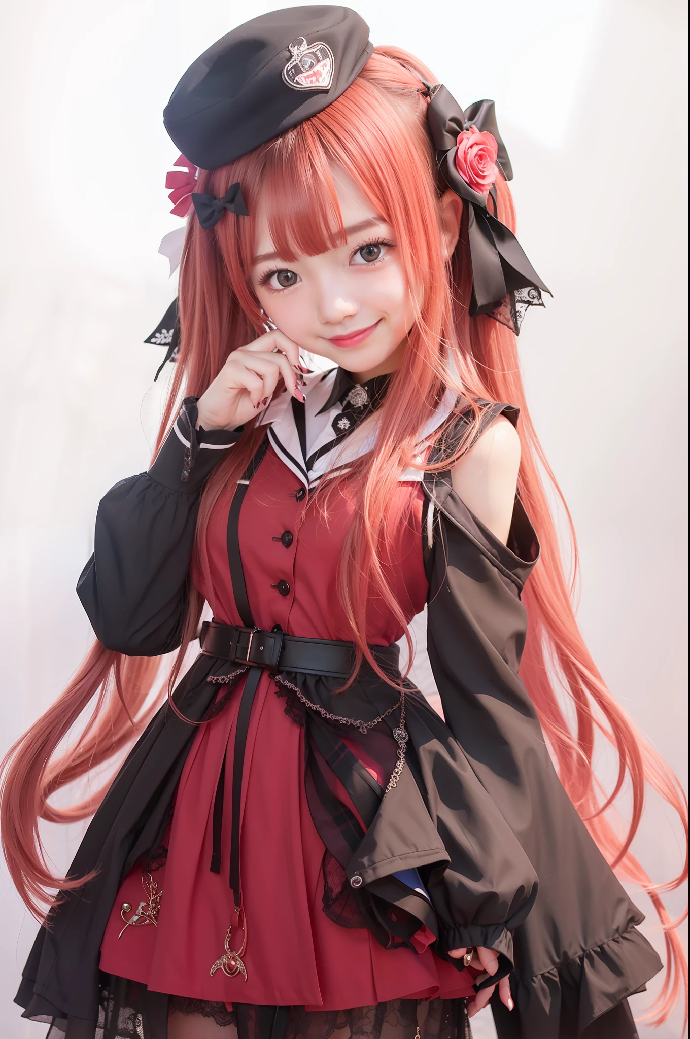 cute little、hi-school girl、makeups、A smile