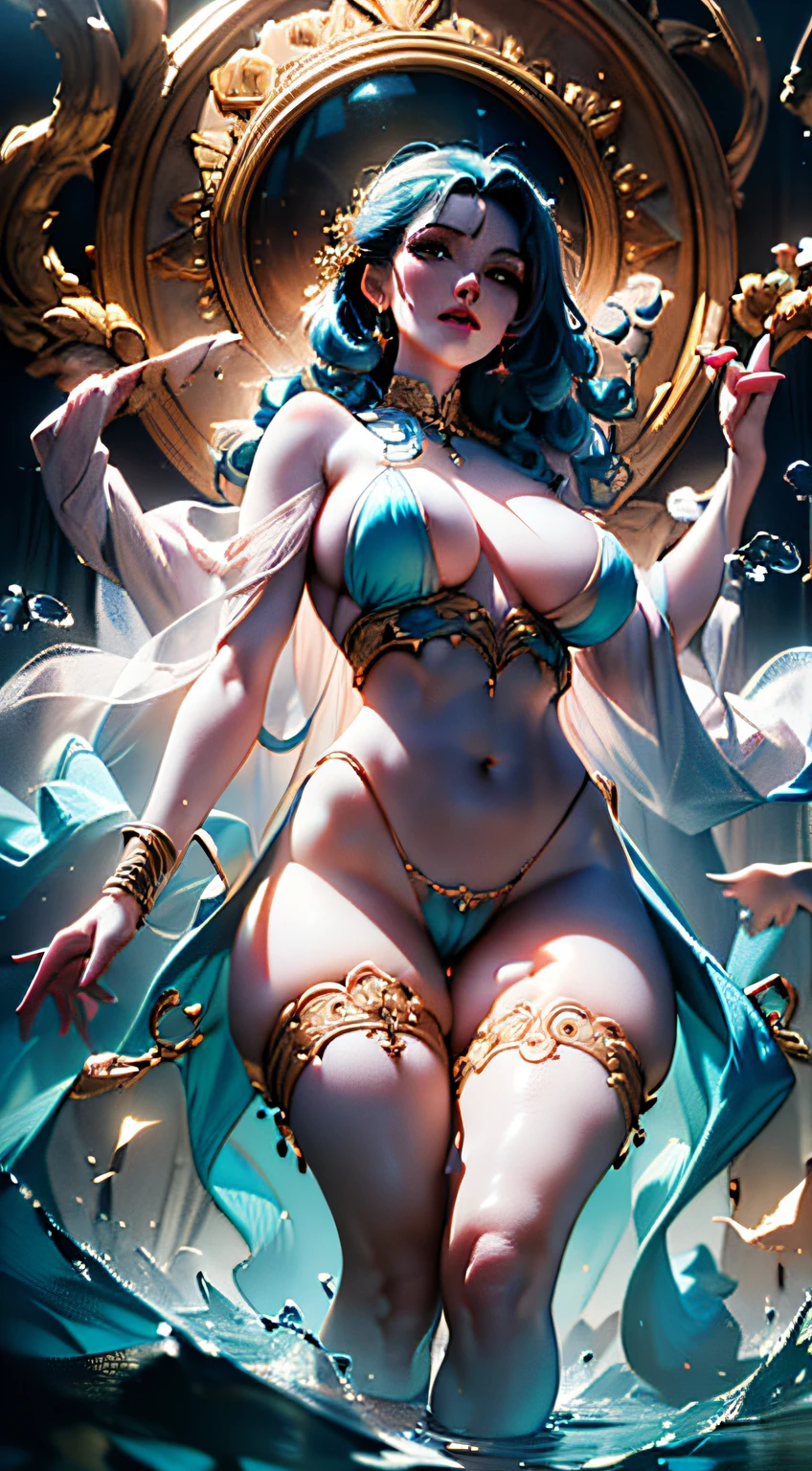 Masterpiece, top quality, best quality), (((Beautiful anime style girl,))), 20 years old, oversize model, ((((Super huge breasts))), (((Blue wavy hair))), Extreme detail, Colorful, Glowism, Poseidon theme, Art concept art by Kahngriffith and Vadim Kashin, ethereal, standing, perfect, pure form, golden ratio, by Brian Froud, Carne Griffiths, Wadim Kashin and John William Waterhouse,full body, masterpiece, best quality, (extremely detailed unity 8k CG wallpaper), (best quality), (best illustration), (best shadow), absurdities, realistic lighting, night, darkness, giant, Goddess, Ancient Goddess, Aphrodite, deity, glorious pose, night, moon, beautiful detailed brightness, luminous background glow,A masterpiece ultrarealistic ultra detailed full body portrait of a very beautiful Barbarian girl, massurrealism. medium shot, intricate, elegant, sexy, revealing, by stanley artgerm lau, wlop, rossdraws, james jean, andrei riabovitchev, marc simonetti, light by julie bell, ismail inceoglu, porcelain skin. global illuminatio,transparent clothes,open pants buttons showing pubic hair, perfect vaginal shape,small breasts, small breasts, peeping pink peeps,(masterpiece), floating vintage clock, exposed small breasts, visible pubic hair, view from below, floating antique clock, cloudy night sky storm, sunset red clouds storm cloudy, rough sea, psychedelic waves, skin and clothes wet with water, drops of water, floating bubbles, magical lights,face by tom bagshaw art station,, Moon Goddess, Full Length Figure, Contemptuous Gaze, Detailed Face, (Naked: 1.4), (See-Through Lingerie: 1.3),Transparent clothing, slight smile,Jean-Baptiste Monge style, bright, beautiful , splash, Glittering , cute and adorable, filigree, , rim lighting, lights, extremely , magic, surreal, fantasy, digital art, , wlop, artgerm,perfect female body close-up, full body, visible vaginal hair, pink pesones, transparent clothes