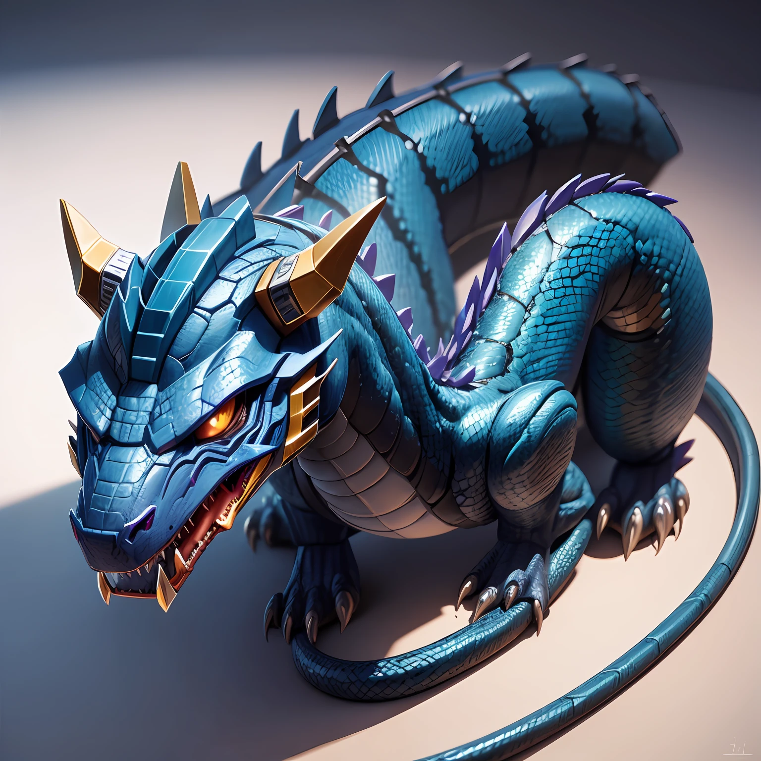 Draw for me a transformers half dragon half snake ultra-realistic and detailed. --auto