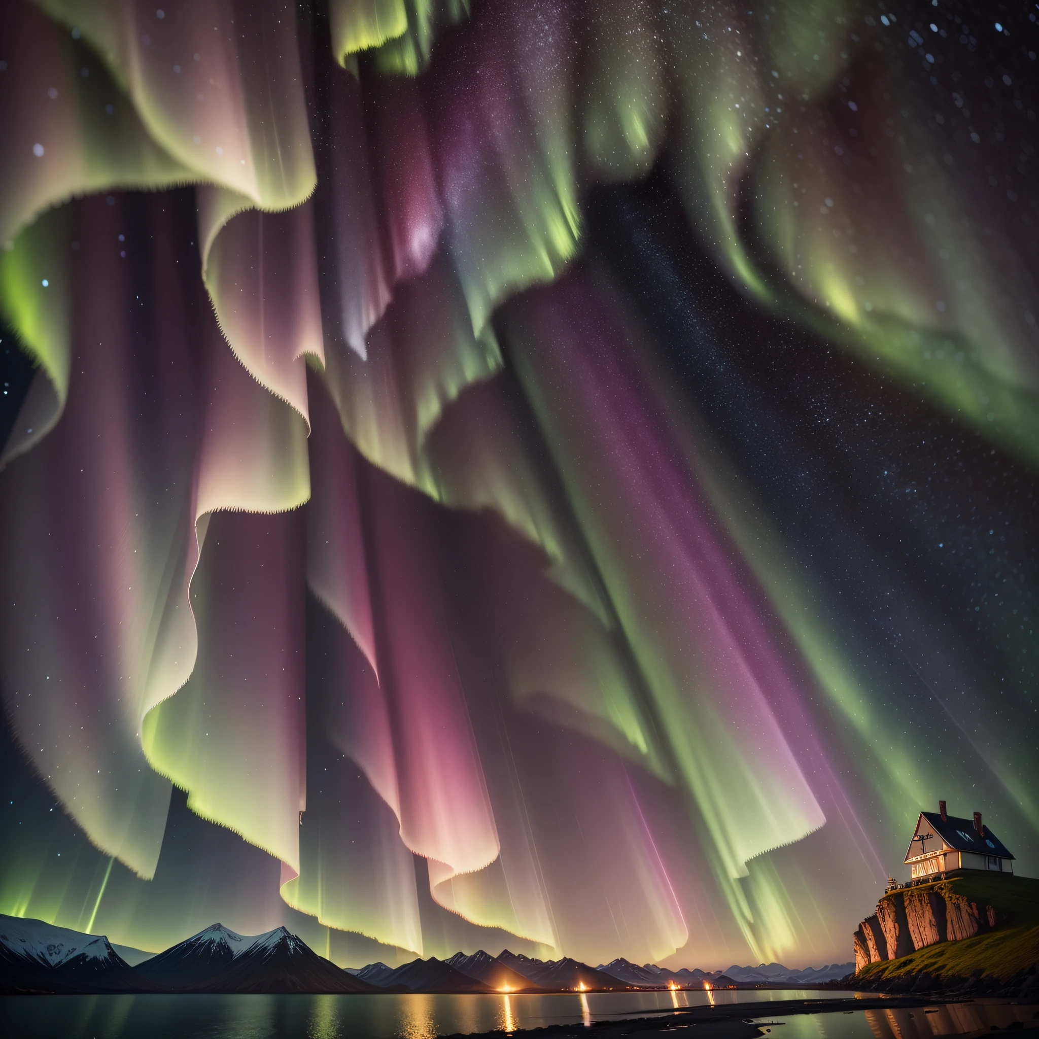 noite estrelada, luz ambiente, natureza, natural, islandia, aurora boreal, natureza, ultra detalhes, realista, realismo