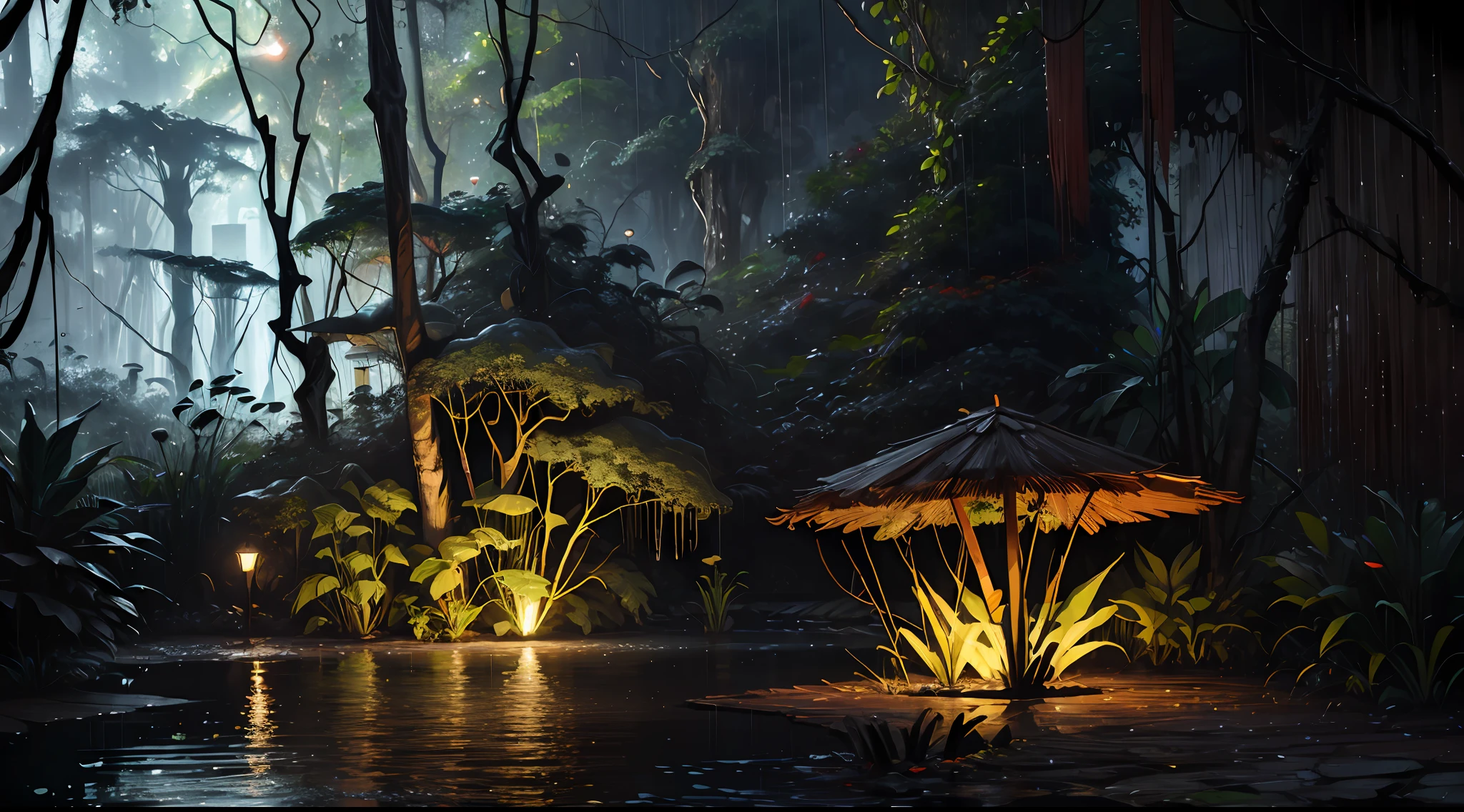 rainforests,rios,the night,water dripping,A deep --auto