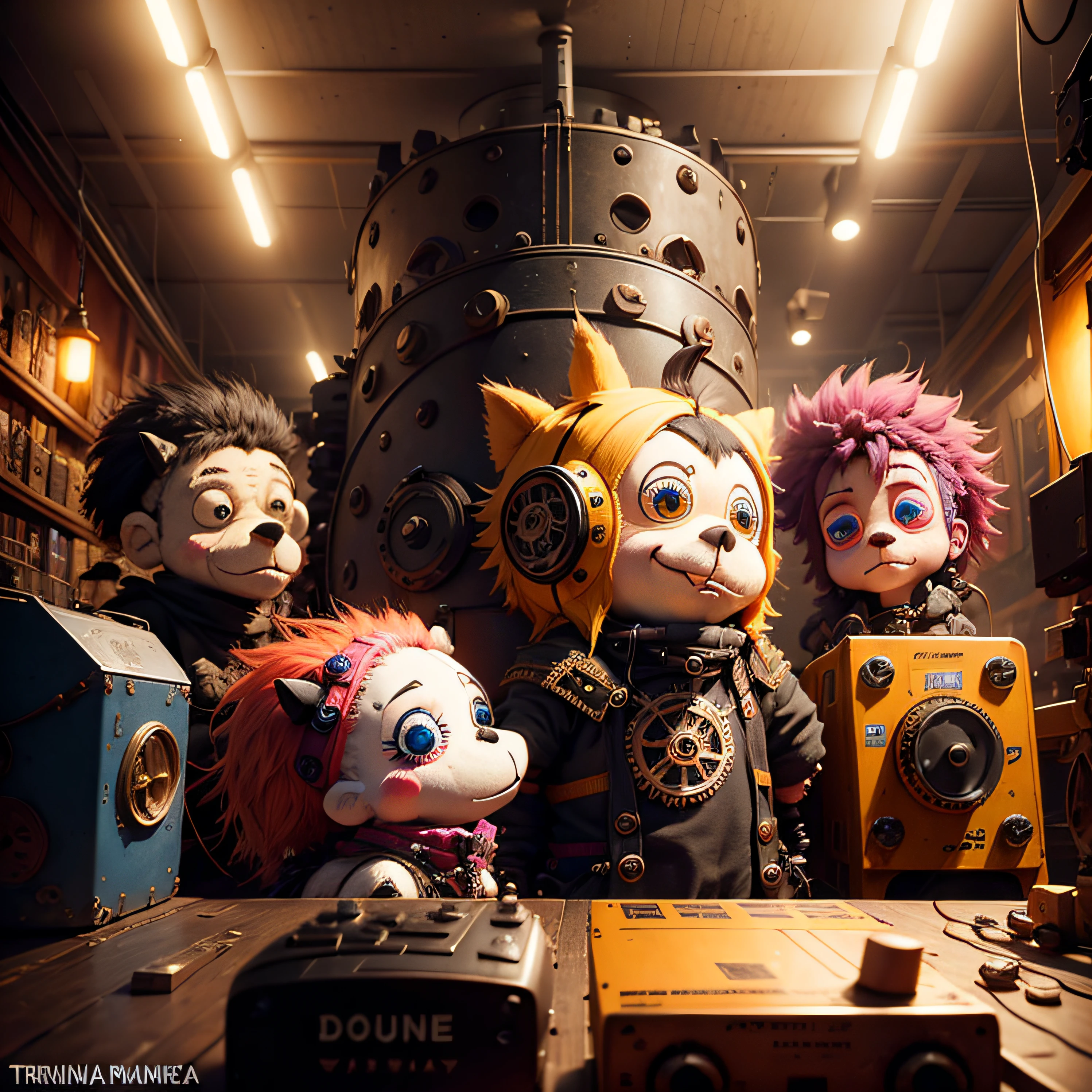 dopamine，steamy，punk，Beautiful，Puppets，line，gear wheel，trinkets --auto