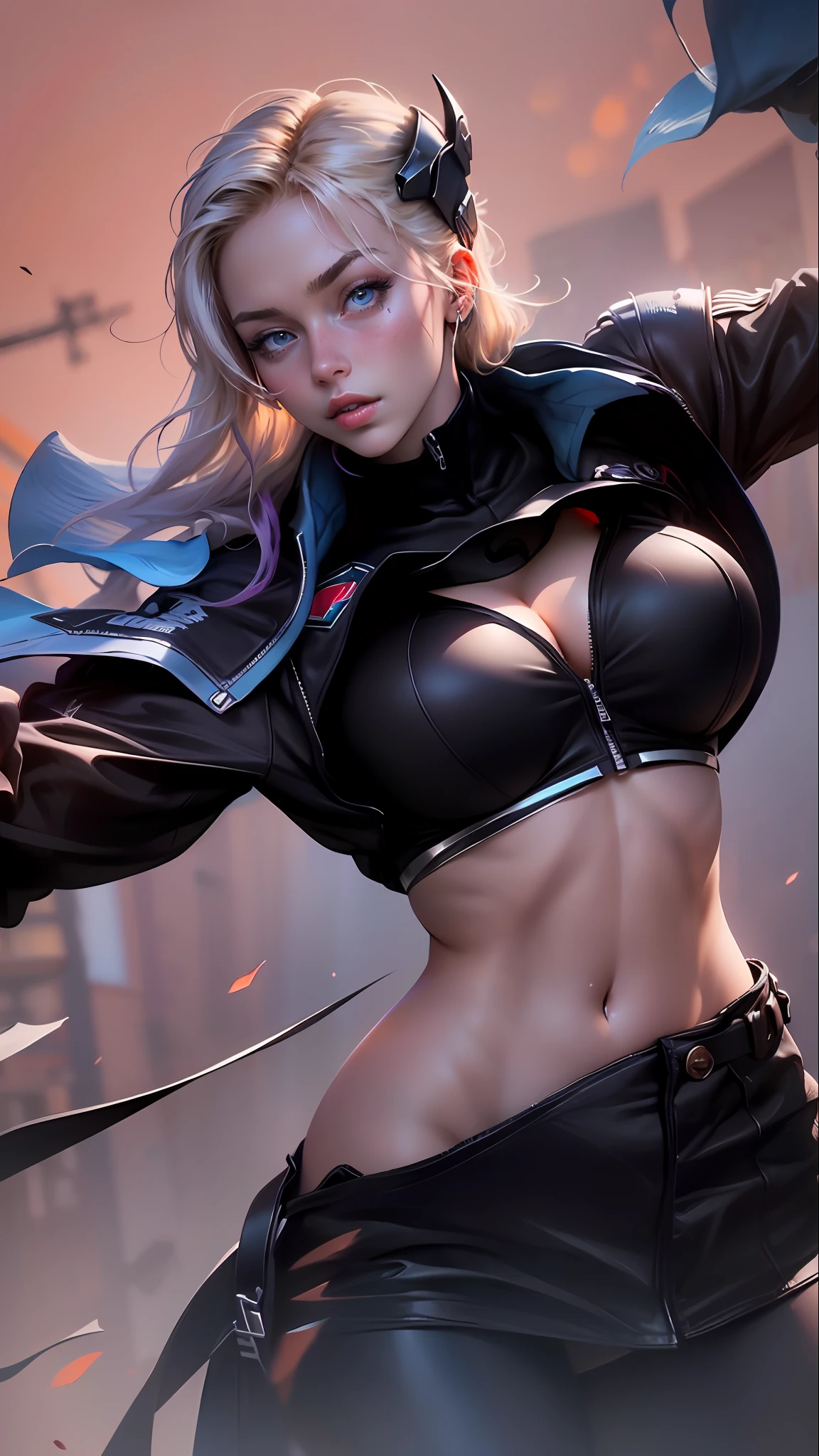 (best quality)), ((masterpiece)), ((realistic)), (detailed), detailed face,supergirl Beautiful woman (20 years old, long blonde hair, blue eyes) defined body, detailed, using tube dress cosplay supergirl suite,(((huge breasts)))
