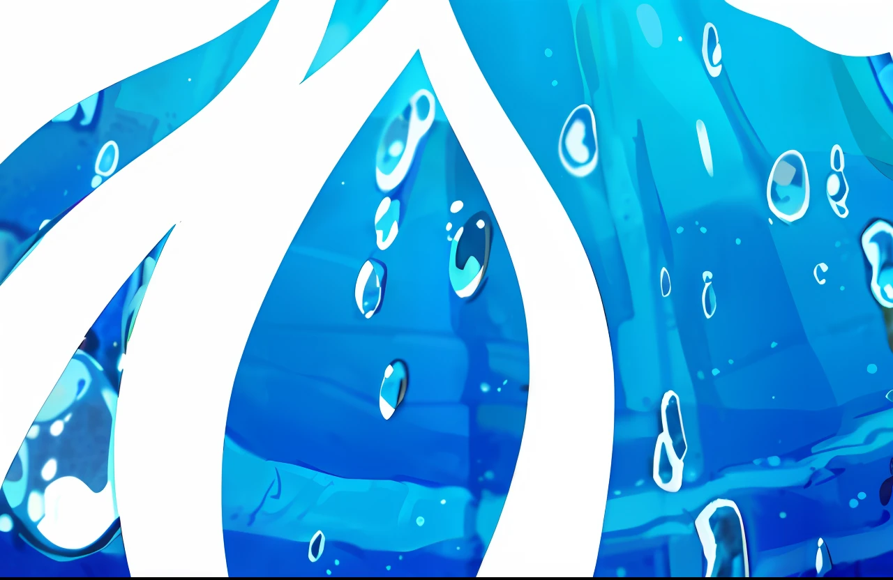 There is a picture of blue water droplets with bubbles, blue drips,water dripping, watercore, droplets, water elemental, wallpaper anime blue water