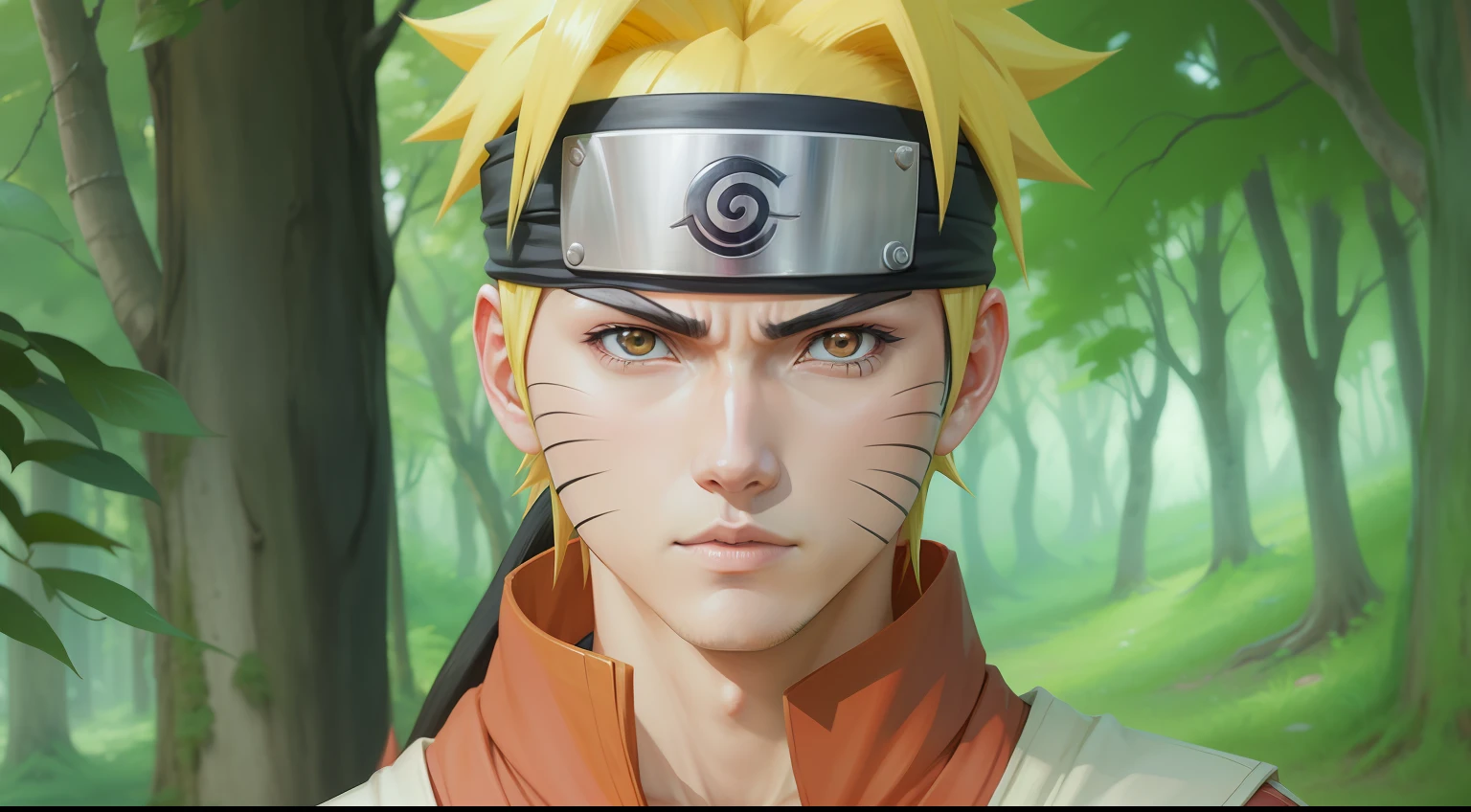 Naruto do anime Naruto Shippuden, realistic scenario, luzes realistas, Keep the original look, mantenha o estilo de masashi kishimoto, roupa realista, cabelos realista, sombras realistas --auto