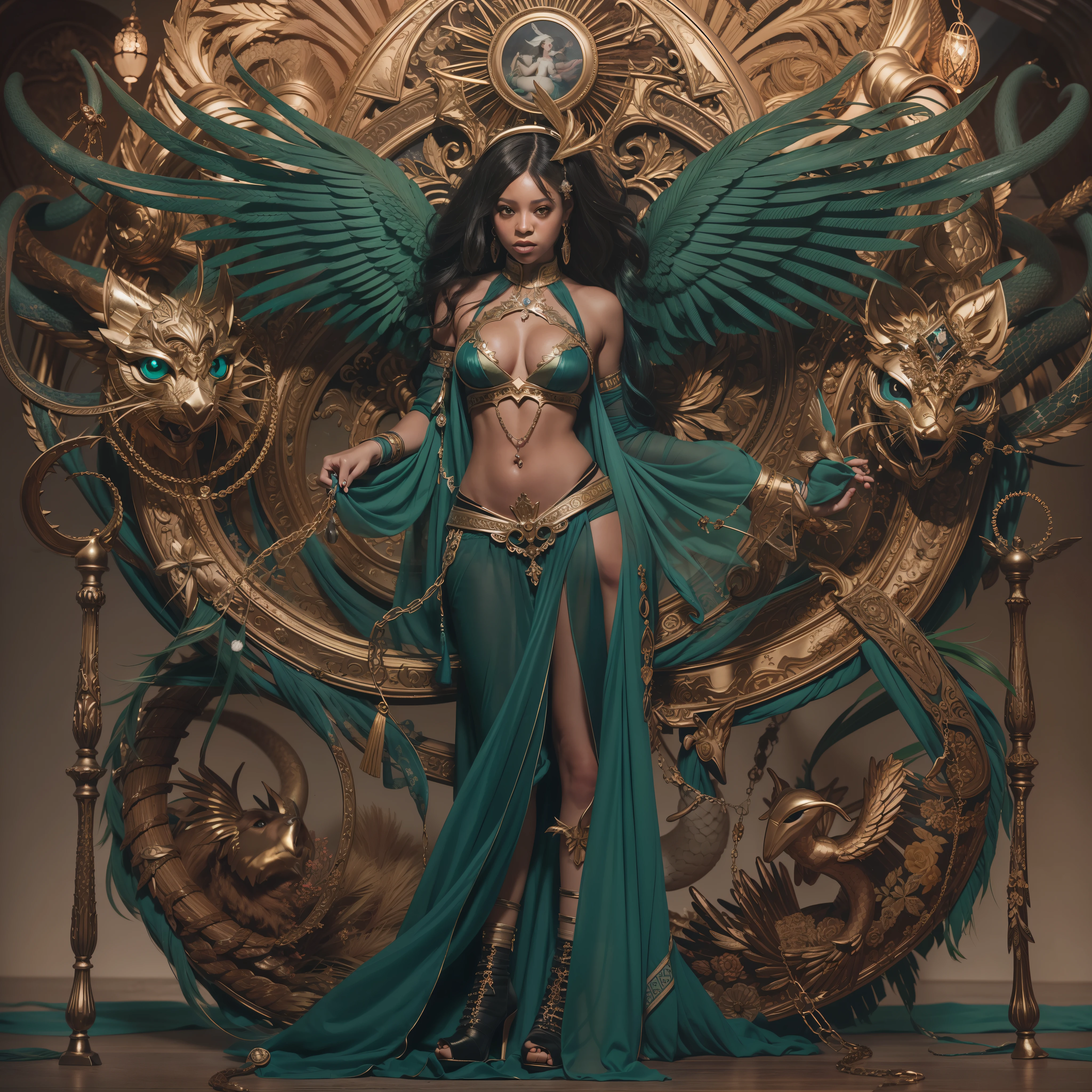Sun Moon Caduceus Hermes mythology Goddess surmounted wings surrounded intertwined snakes Medusa_hairs_Snakes Outdoor Nature "Ouroboros" Forest Sunlight Natural Queen Native éblouissantes Valkyrie-wings clef chains "Heavy Metal" Will-o'-the-wisp fairy pixie sprite conceptual safe female glamour athletic walking slow motion "Nicki Minaj" Cosplay "Rihanna" aristocratic "beyonce" 38years symmetrical athletic bronzé hairstyle_snakes obvious varied ecstatic fringes agate epic visages cheekbones effects reddened embarrassed lazuli beautiful Brown Eyes Pupils Black Iris Turquoise Sapphires Open Mouth Teeth Smiles Floating Jacket Fixed Pearls Eccentric Cape Levitating Shoulders-Off chemise blanches dentelles clavicules papillotes varied breasts points satin sideboob felt bikini corsait spinels thick navy leather skirt soies assortie amples nombril belt défenestrée revealing pubic scarlet pubis-hairy obvious indigo underwear Size chastity belt silver adorned padlock Gold thighs legs garters Gothic stainless steel boots decorated onyx equirectangular 360 monastery opal marble ruby background Sundrop mannequins lantern dressed armor richly decorated "Chevaleresque" dramatic chrome metallic flat bands fathoms brass fullbodye lys rune ornate emerald plasma embroidered glyphs Tourmaline wood engravings lava magic intricate summons snake incandescent Crystalline familiar robot Mecha (EOS R6 135mm 1/1250s f/2.8 ISO400) Mech Mechanized snakes flowering Quetzalcoatl:2 Adaptable volumetric luminescence saturate ultra pro-photorealists optimaux qualities details precise reflex resolution 3dcg max color-coded graduate improved Octanes-rendues UHD XT3 16K DSLR HDR UnrealEngine5 profondeurs Earth Hearth ultra_sharpness ombres analogiques CGSCOSITY pet chef-d' "Bruce Weber girls" multi nsfw etc.