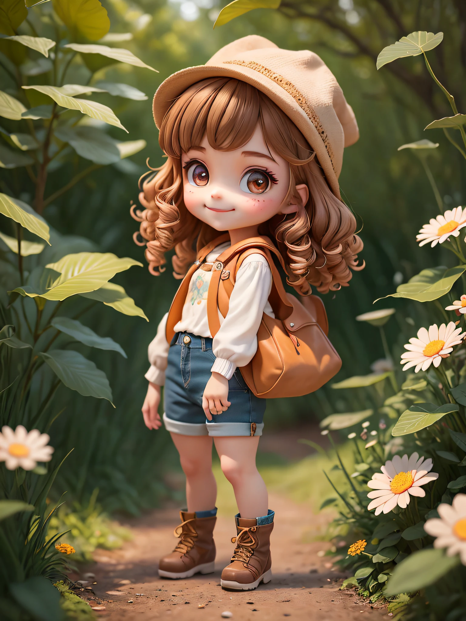 (masterpiece),(best quality),(ultra-detailed), (full body: 1.2), 1girl, Chibi, Cute, smile, shirt, Laura was a girl with light brown hair, which fell in soft curls over her shoulders. His eyes were large and bright, the color of honey, full of curiosity and courage. His smile was infectious, lighting up the environment around him. She had a small, snub nose, which complemented her delicate face. Laura was short and agile, always ready to explore new places and face challenges. She wore a comfortable, colorful outfit, with a brown leather vest, a floral blouse, and ripped jeans. On her feet, she wore sturdy hiking boots, perfect for her adventures in the woods. Laura had a special sparkle in her eyes that reflected her adventurous nature and her ability to find magic in every corner. (beautiful and detailed face), (beautiful detailed eyes),(masterpiece),(best quality),(ultra-detailed), (full body: 1.2), 1girl, Chibi, cute, smile, shirt, Laura was a 5-****-*** girl, light brown hair, which fell in soft curls over her shoulders. His eyes were large and bright, the color of honey, full of curiosity and courage. His smile was infectious, lighting up the environment around him. She had a small, snub nose, which complemented her delicate face. Laura was short and agile, always ready to explore new places and face challenges. She wore a comfortable, colorful outfit, with a brown leather vest, a floral blouse, and ripped jeans. On her feet, she wore sturdy hiking boots, perfect for her adventures in the woods. Laura had a special sparkle in her eyes that reflected her adventurous nature and her ability to find magic in every corner. (beautiful and detailed face), (beautiful detailed eyes).