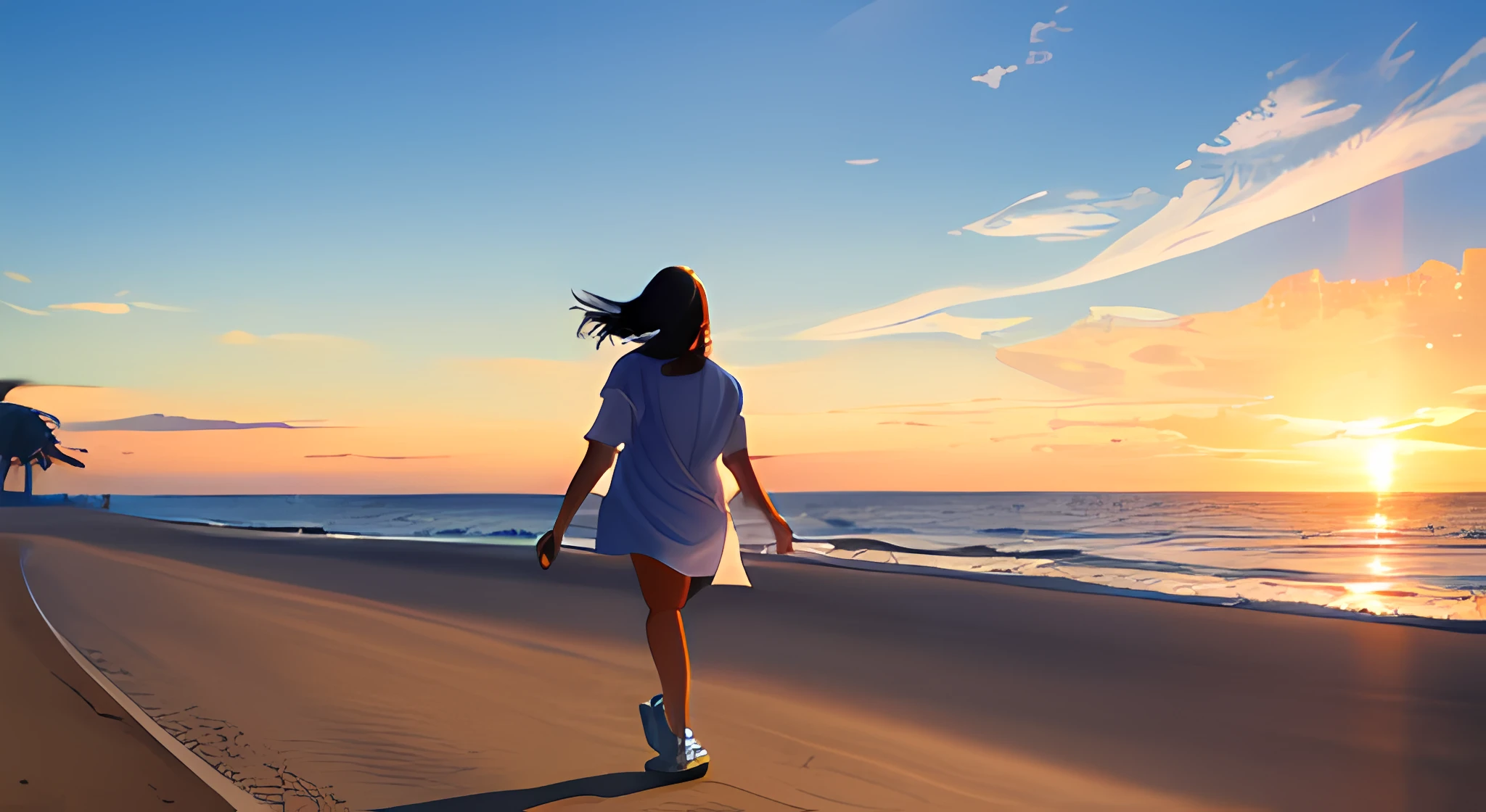"high resolution photo, Excellence in quality, uma estrada para a felicidade, a person walking towards happiness, amanhecer, dia radiante, brazi, folhas, dourado"
