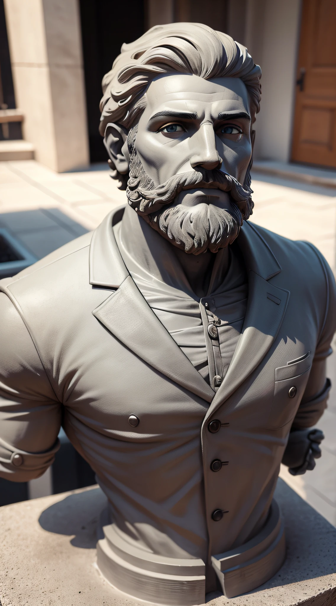 Estatua de concreto de homem com barba realista --auto
