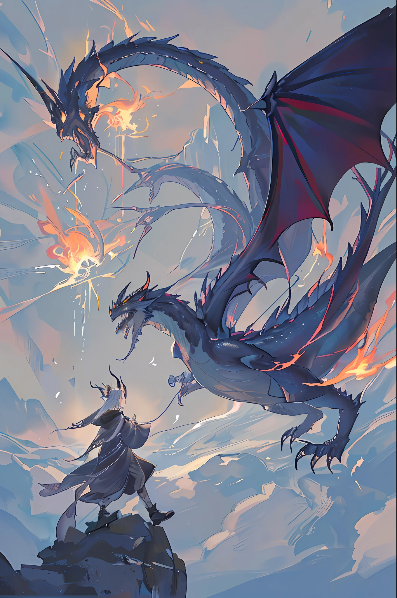 Girl with horns perched on large wingspan on mountain spire、Dragon wings、Blue dragon wings and horns、Deities々Right
(Representative songs:1.2)(illustratio:1.1)(top-quality:1.2)(detaileds)(Convoluted)(8kK) (HDR) (wall-paper) (电影灯光) (foco nítido)
