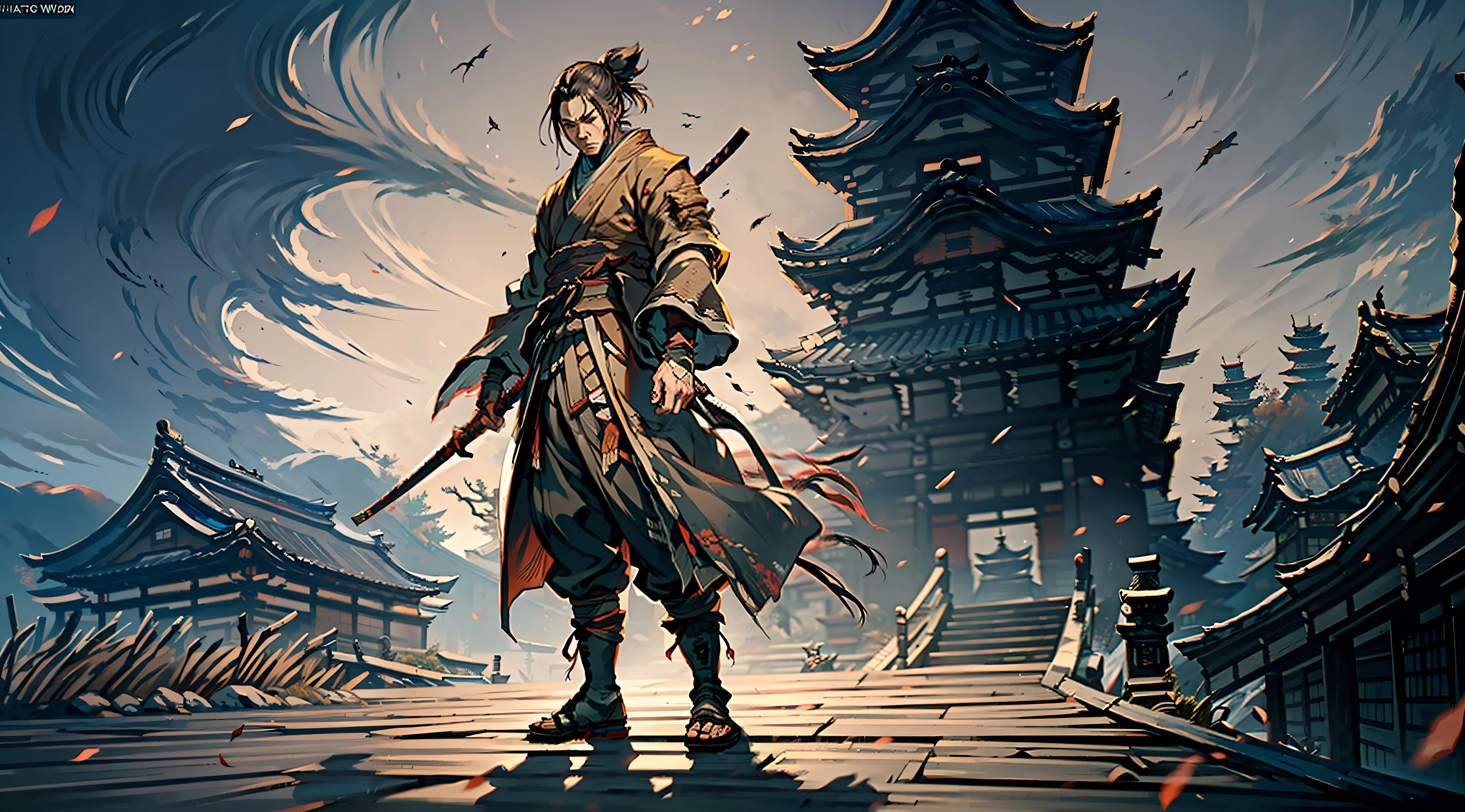 1man, solo, (((SEKIRO Shadows Die Twice))), dinamic pose, Ashina castle