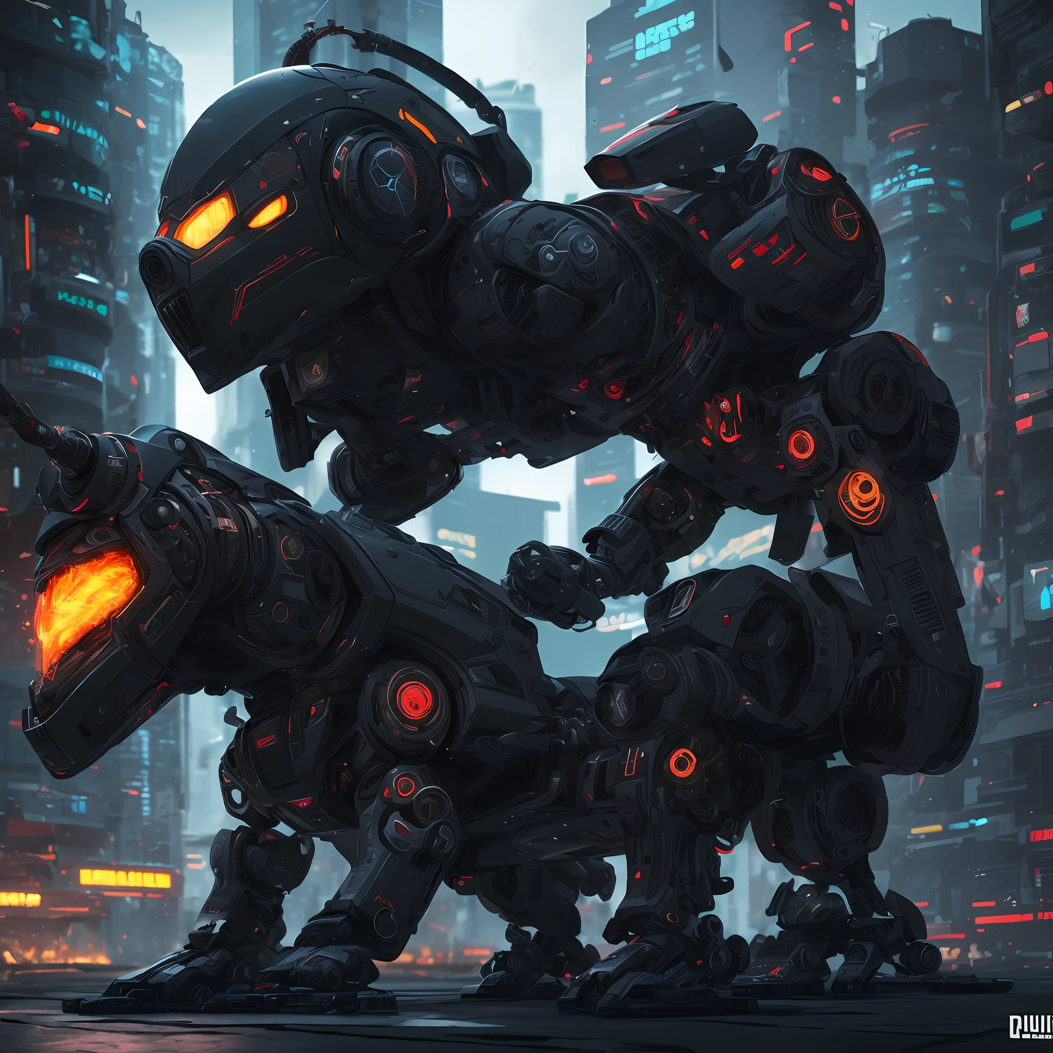 Cachorro, Roboto, metalic, futurista, cyberpunk, devilish, realista, detalhista, qualidade superior, 8k --auto