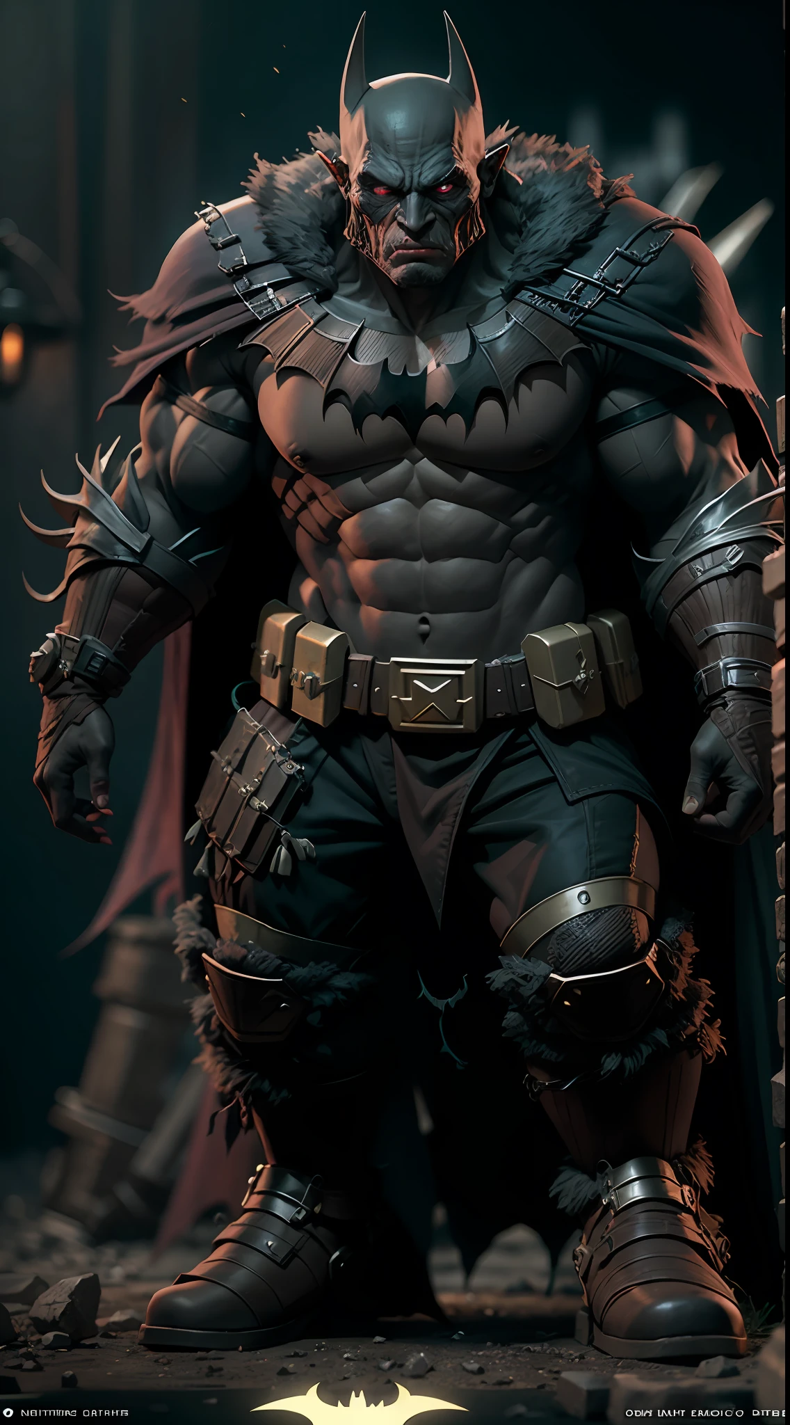 batman become orc, octane render, unreal engine, highly detailed, intricate