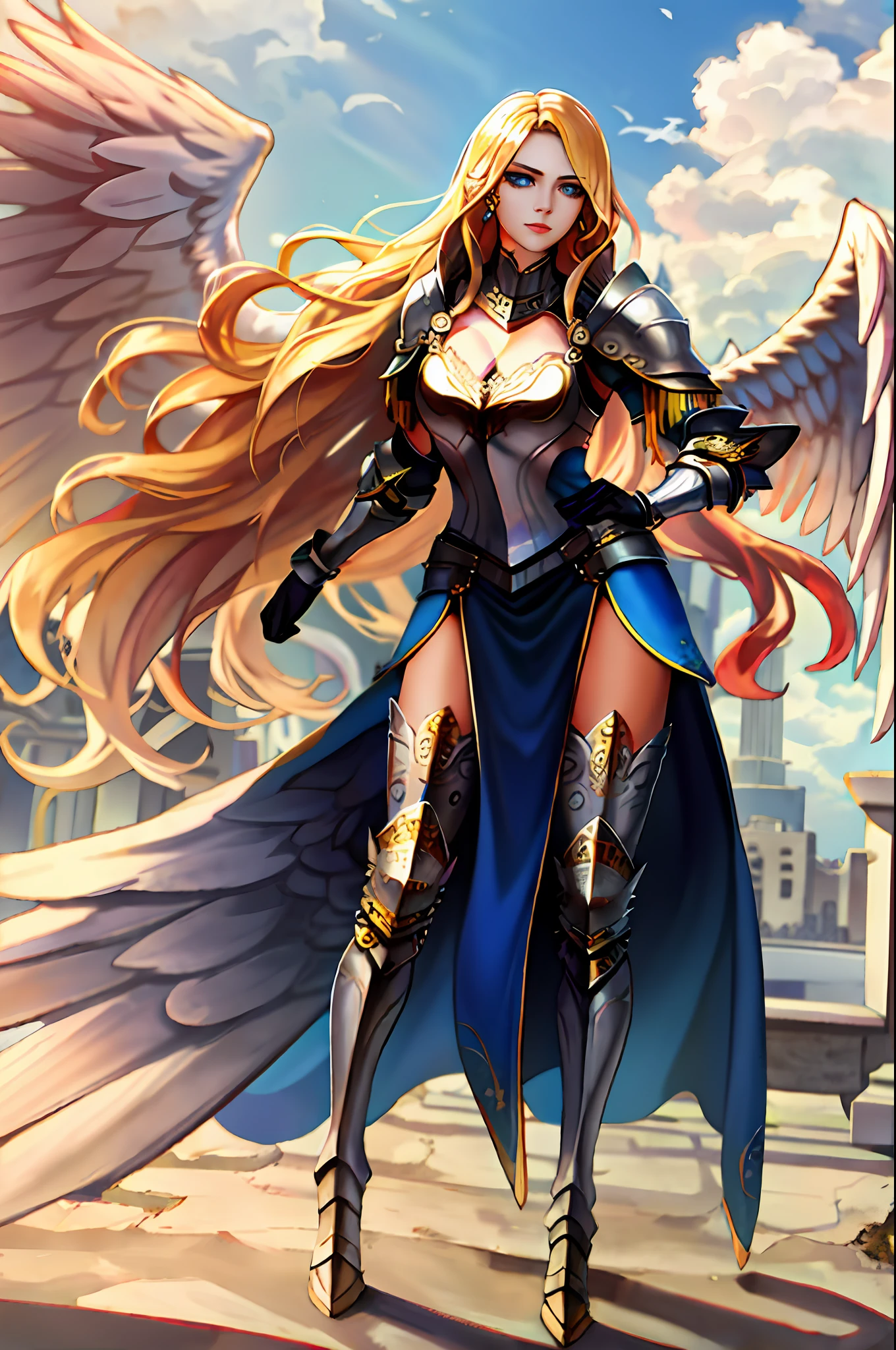 (masterpiece:1.1), (best quality:1.1), (detailed face and eyes:1.1), woman, blonde hair, blue eyes, valkyrie, valkyrie armor, angel wings, full body,
BREAK intricate detail, detailed hair, realistic, sharp focus, perfect face, perfect eyes