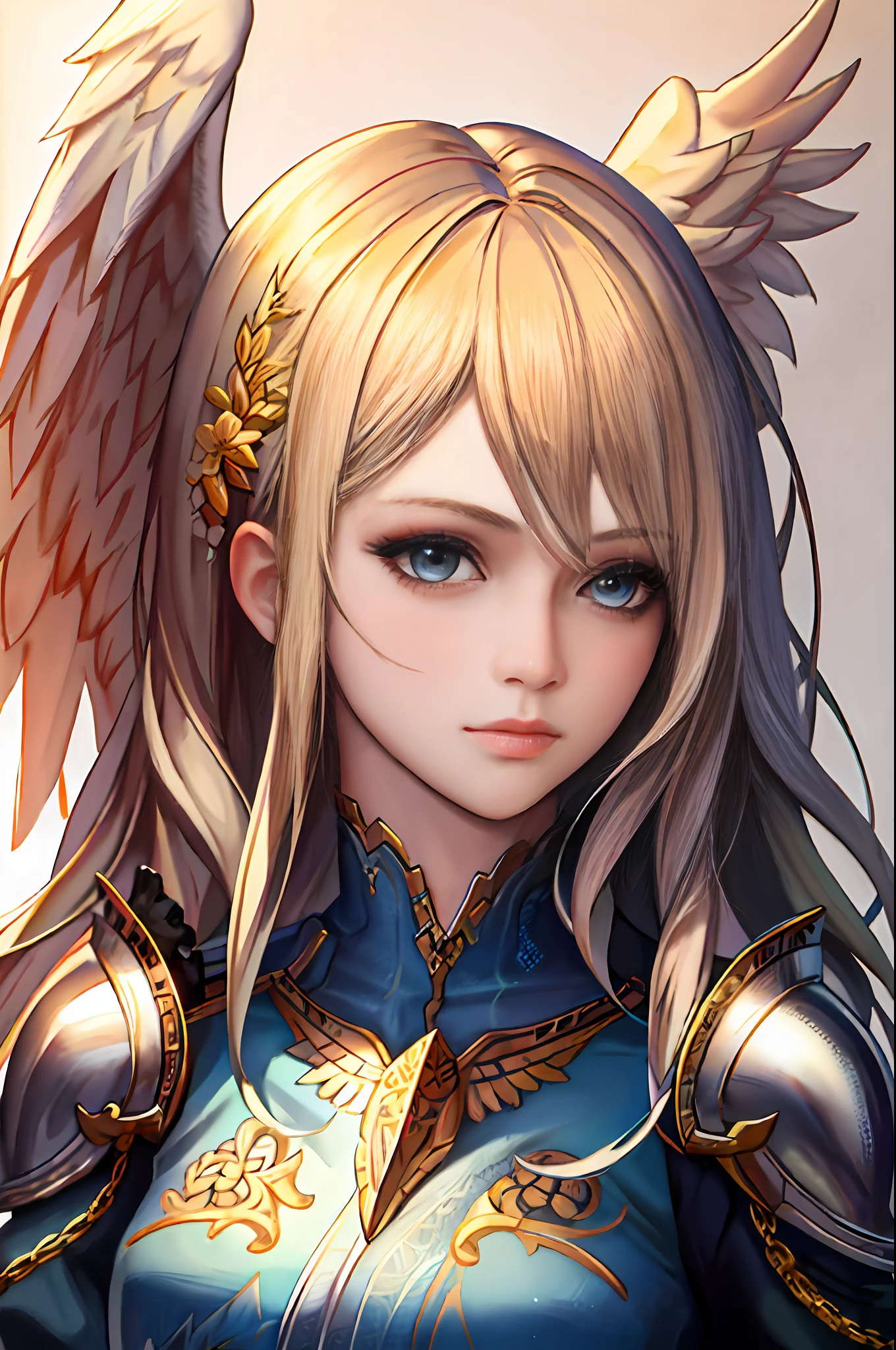 (masterpiece:1.1), (best quality:1.1), (detailed face and eyes:1.1), woman, blonde hair, blue eyes, valkyrie, valkyrie armor, angel wings, full body,
BREAK intricate detail, detailed hair, realistic, sharp focus, perfect face, perfect eyes